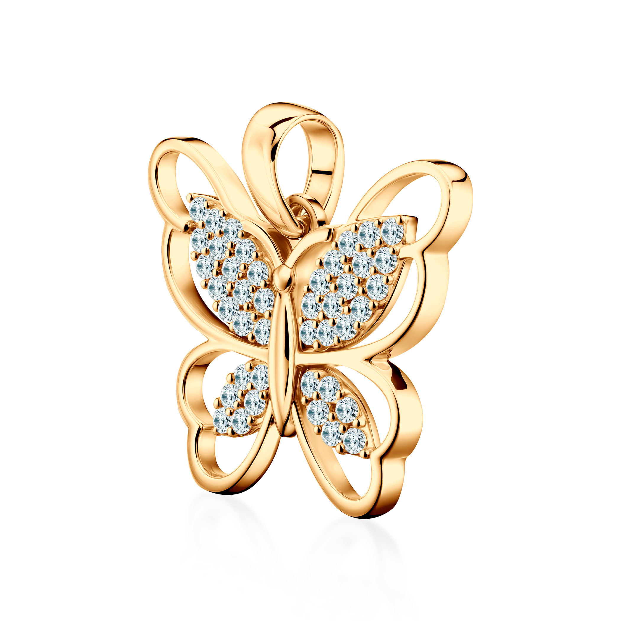 Anhänger SAVICKI Schmetterling: Gelbgold, Zirkonia