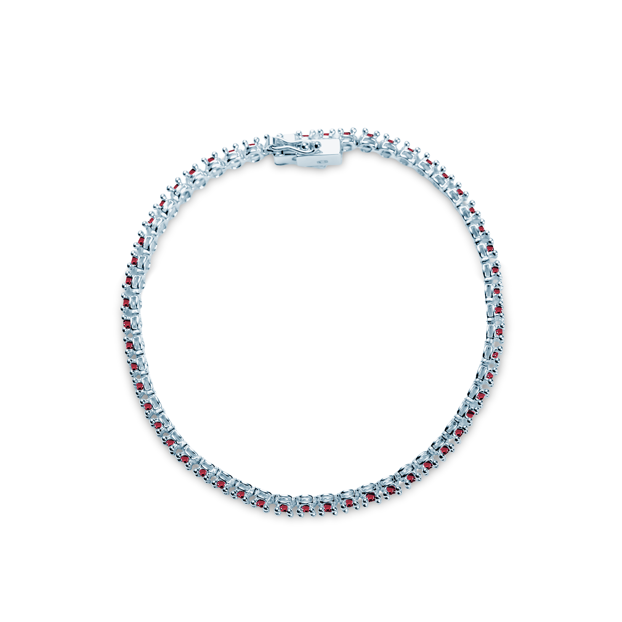 Bransoletka tenisowa Luminy 3,2mm: białe złoto, rubiny