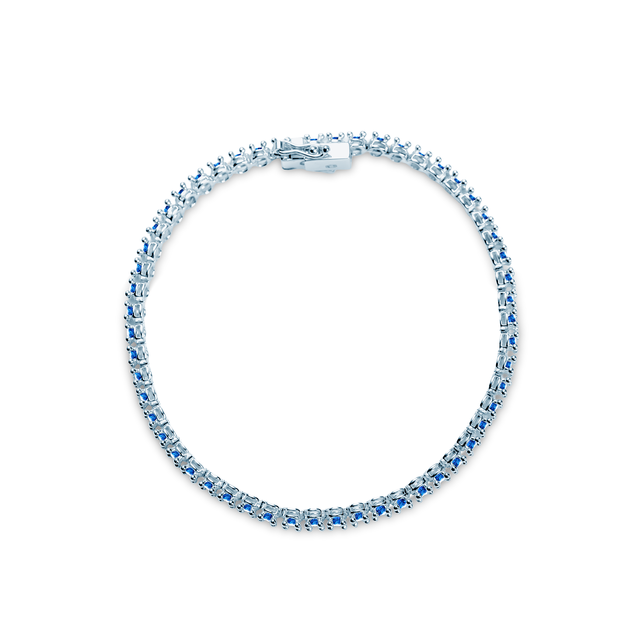 Bransoletka tenisowa Luminy 3,2mm: białe złoto, niebieskie szafiry - 5