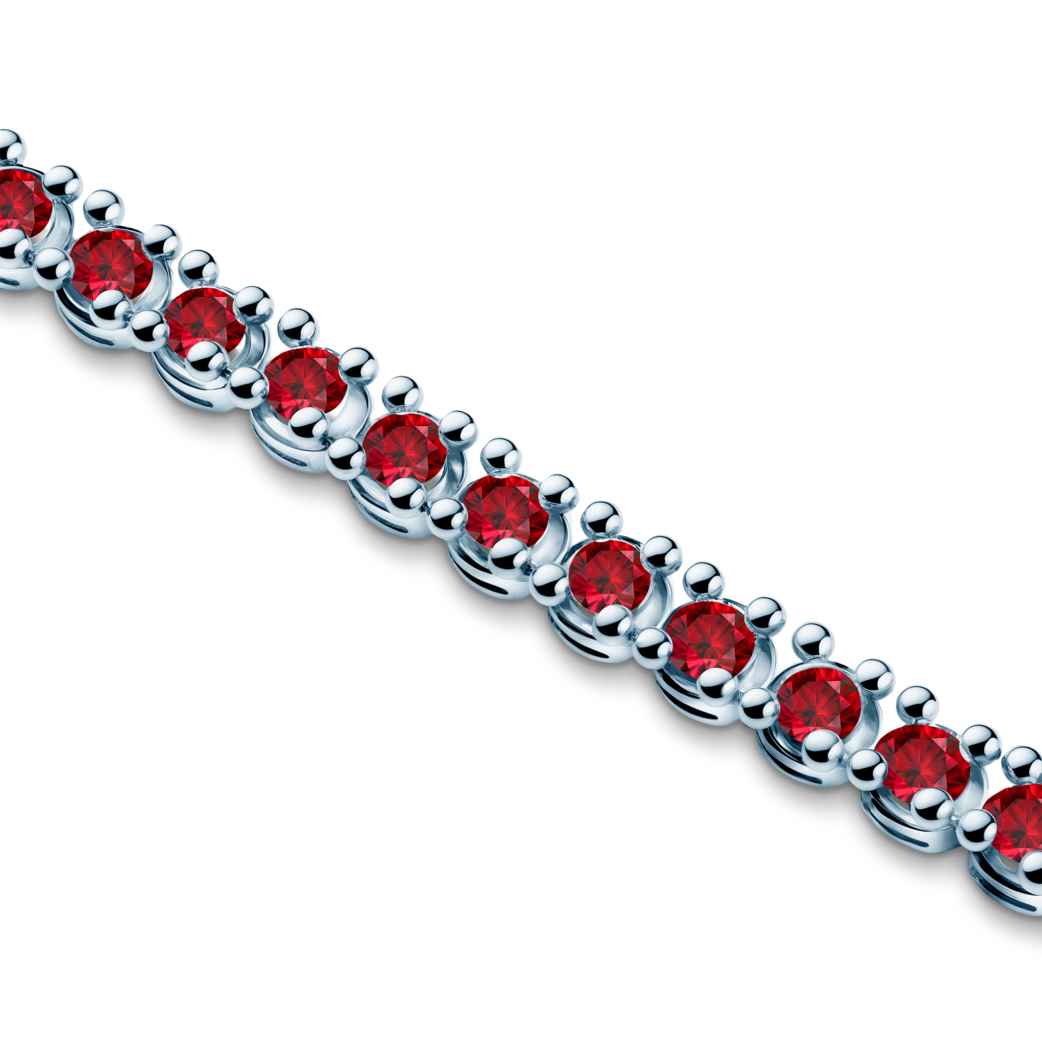 Tennisarmband Luminy 3,2 mm: Weißgold, Rubine