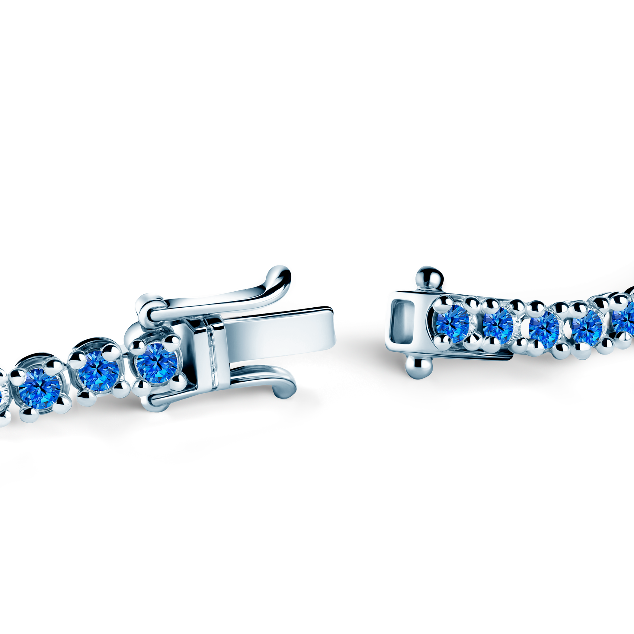 Bransoletka tenisowa Luminy 3,2mm: białe złoto, niebieskie szafiry - 4