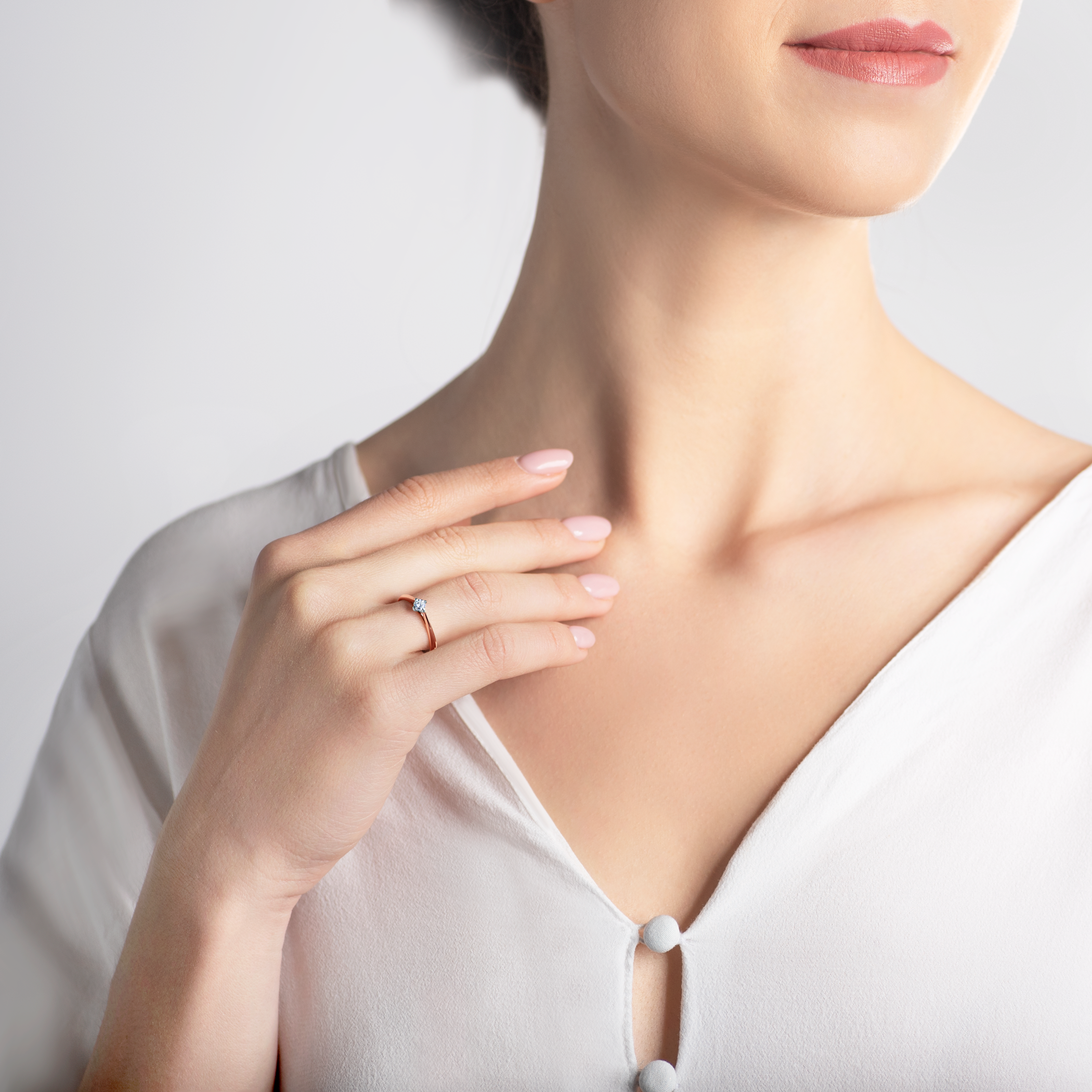 Verlobungsring The Light: Zweifarbiges Gold, Diamant