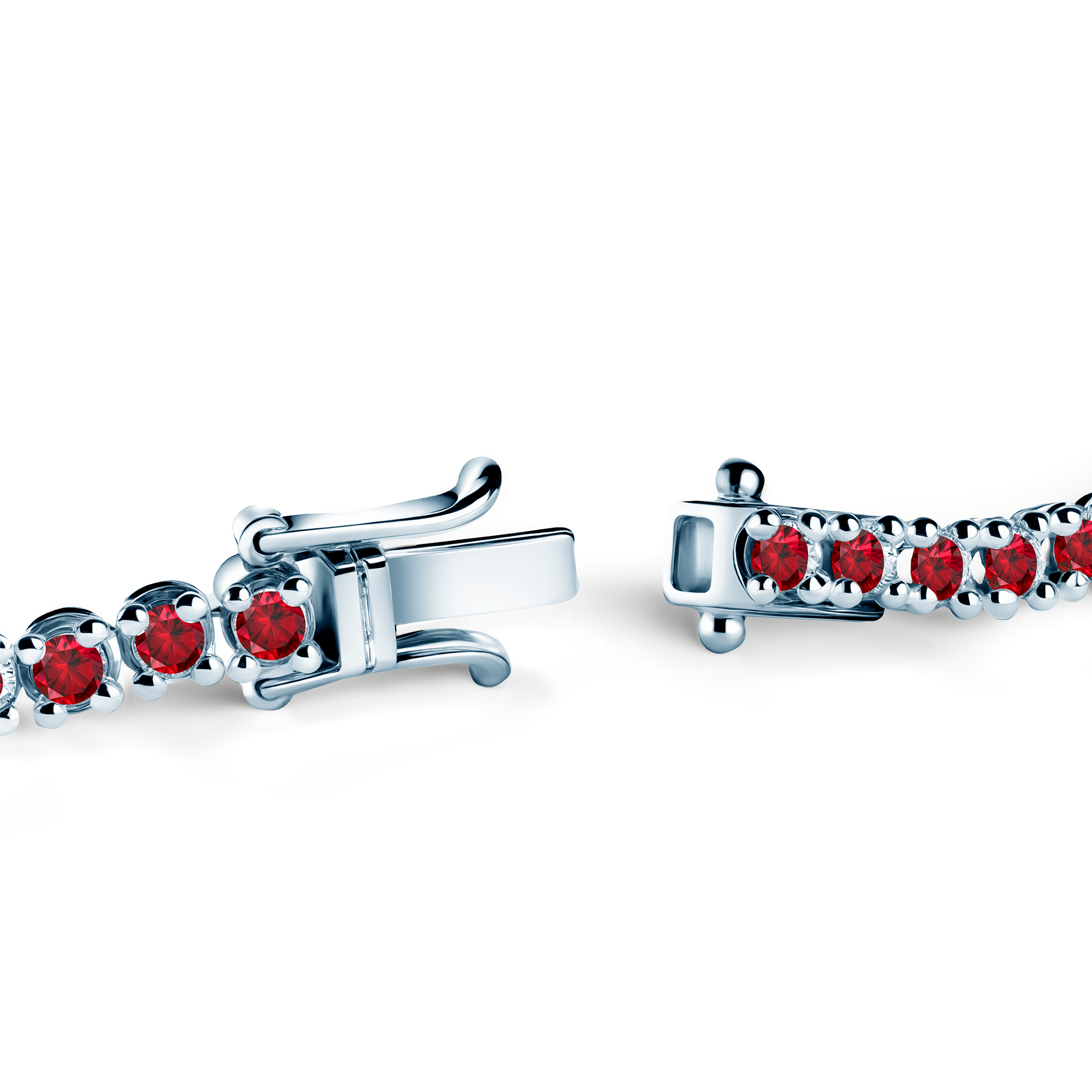 Bransoletka tenisowa Luminy 3,2mm: białe złoto, rubiny