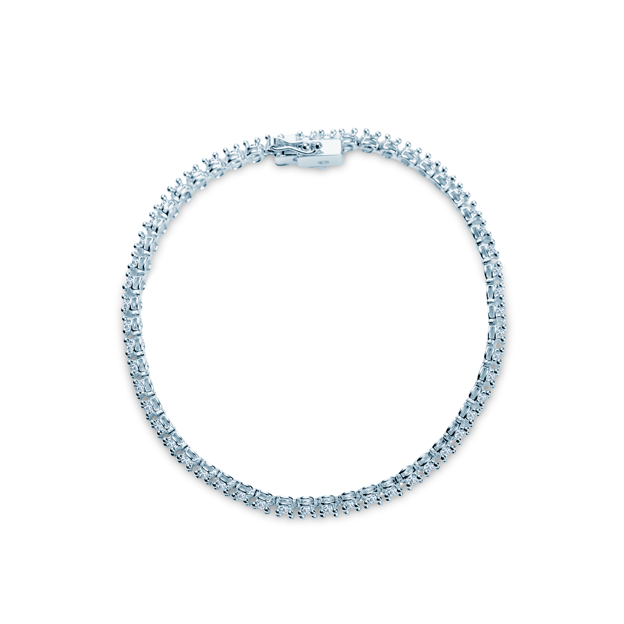 Bransoletka tenisowa Luminy 3,2mm: białe złoto, białe szafiry