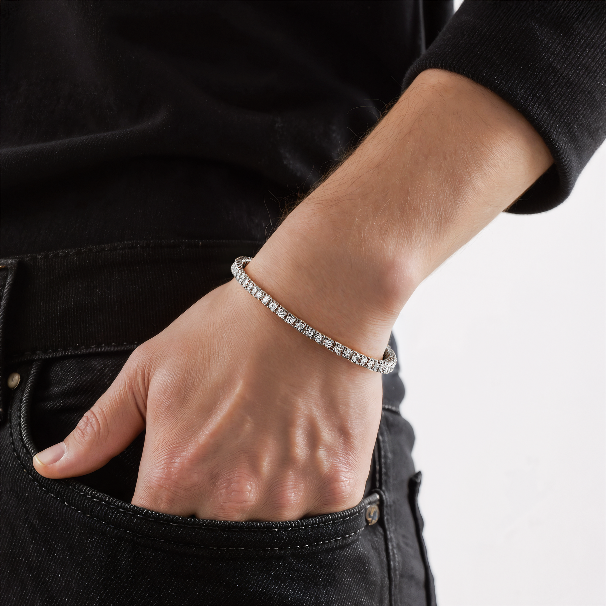 Bransoletka tenisowa The Light 3,2mm: białe złoto, diamenty laboratoryjne