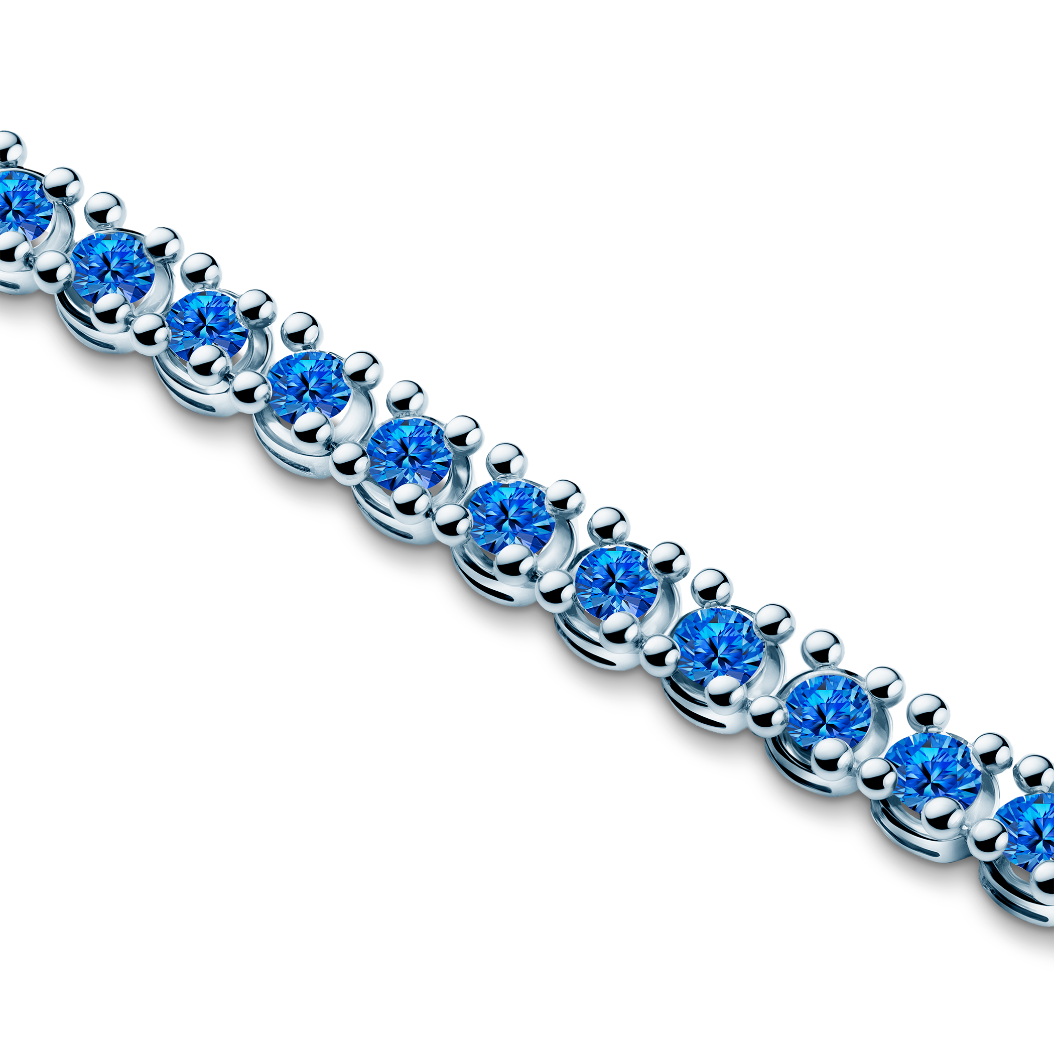 Bransoletka tenisowa Luminy 3,2mm: białe złoto, niebieskie szafiry - 3