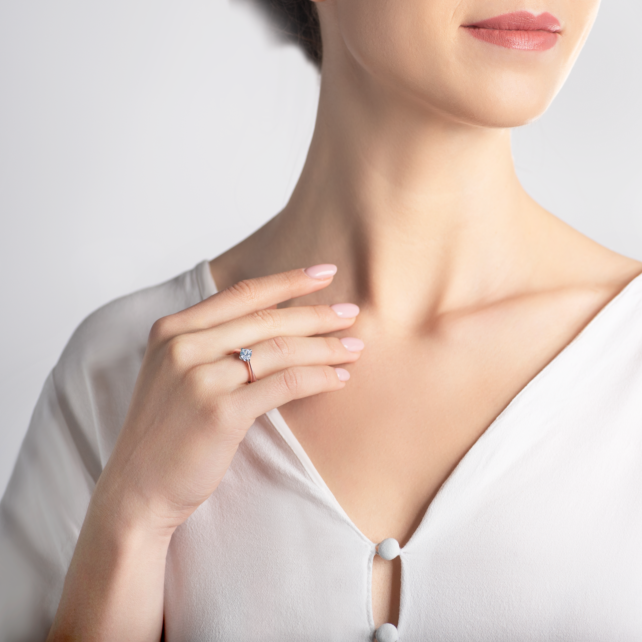 Verlobungsring The Light: Zweifarbiges Gold, Diamant