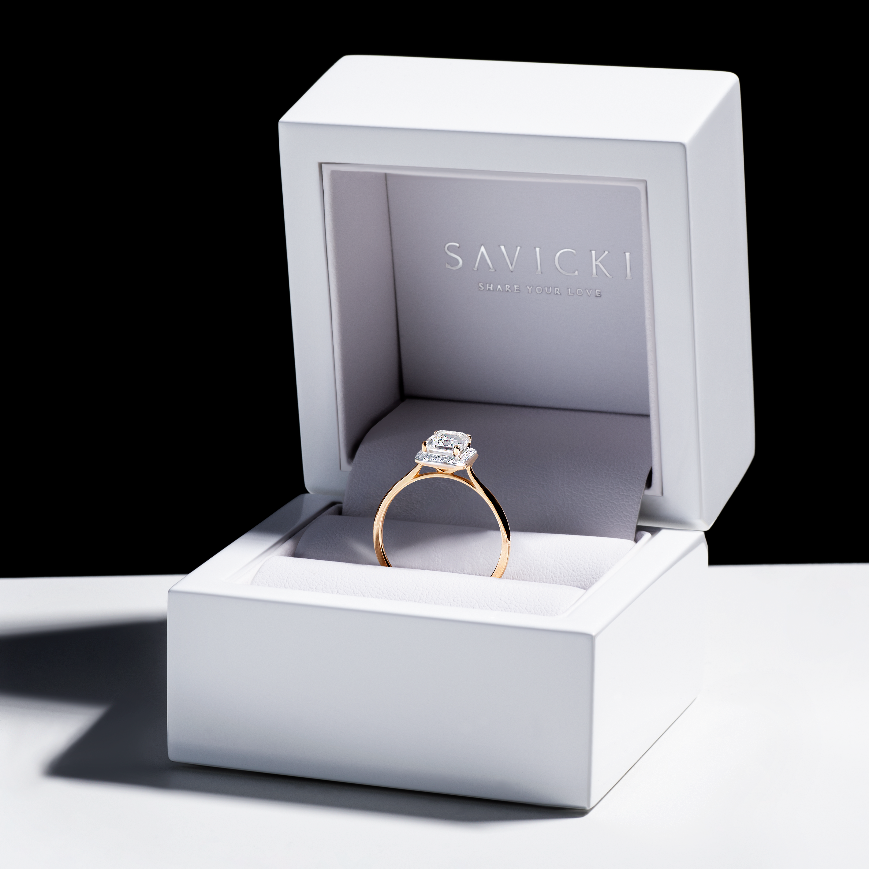 Pierścionek zaręczynowy SAVICKI: dwukolorowe złoto, topaz - 4