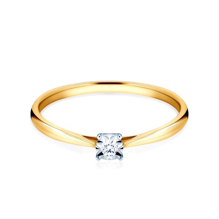 Zásnubný prsteň SAVICKI: dvojfarebné zlato, diamant