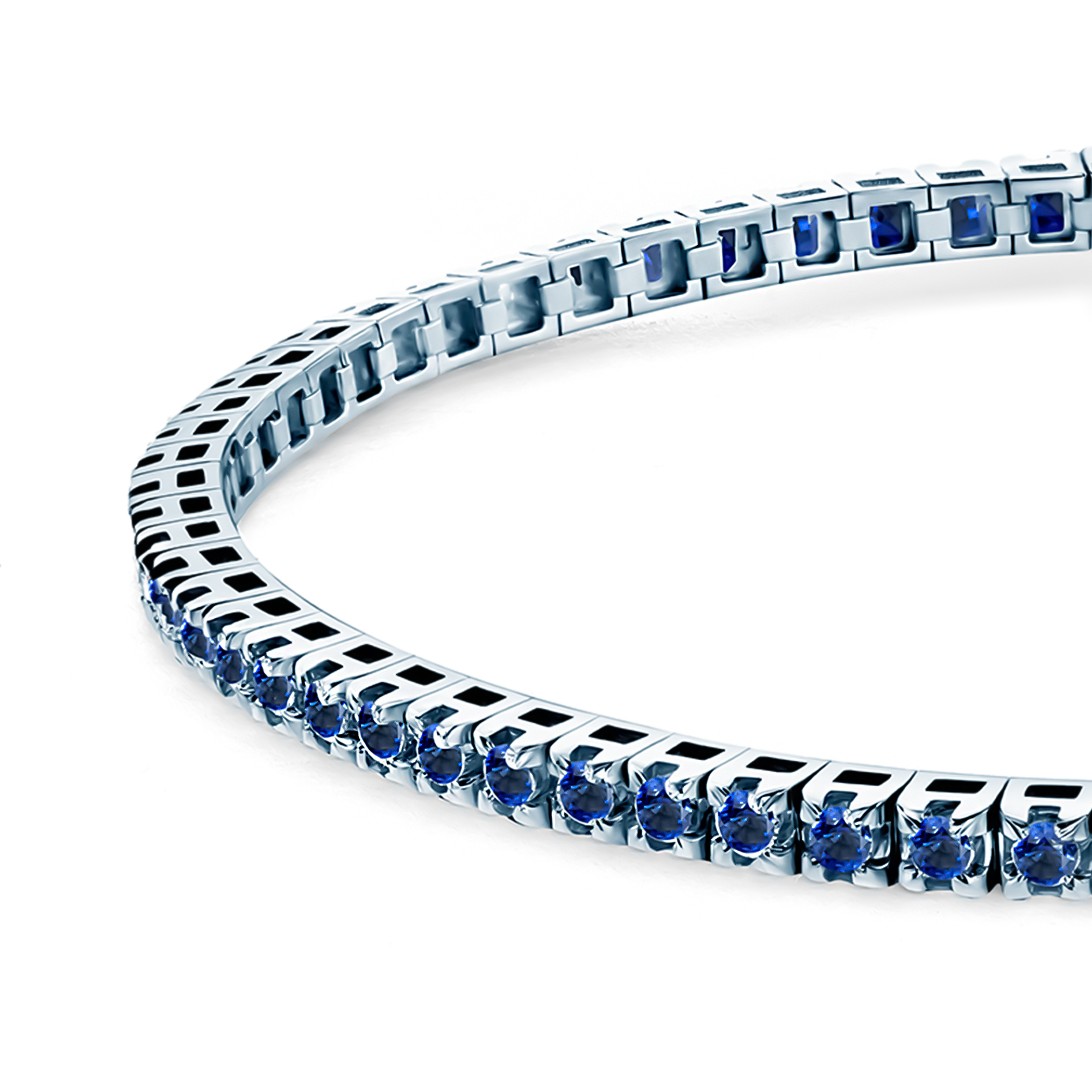 Bransoletka tenisowa Luminy 2,3mm: białe złoto, niebieskie szafiry - 3