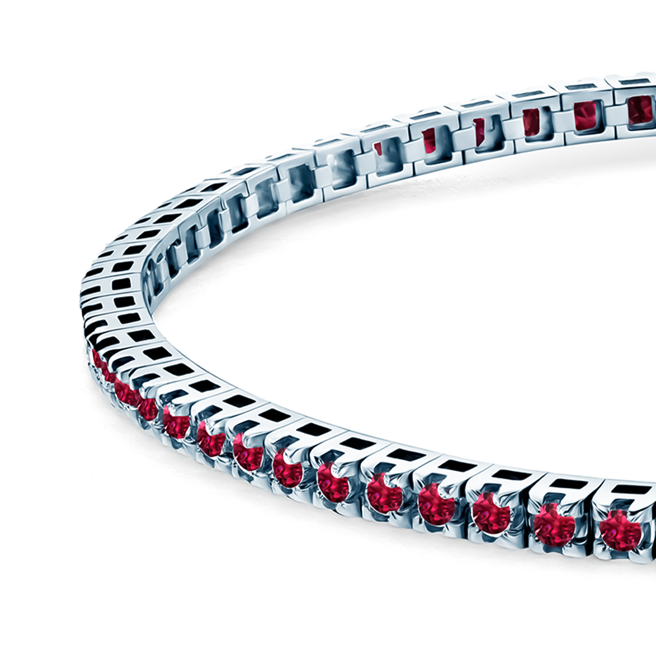 Bransoletka tenisowa Luminy 2,3mm: białe złoto, rubiny - 3