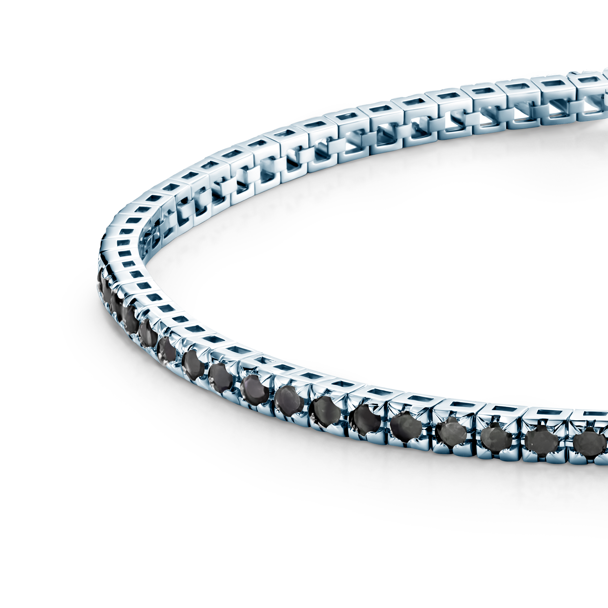 Bransoletka tenisowa Luminy 3,0mm: białe złoto, czarne diamenty