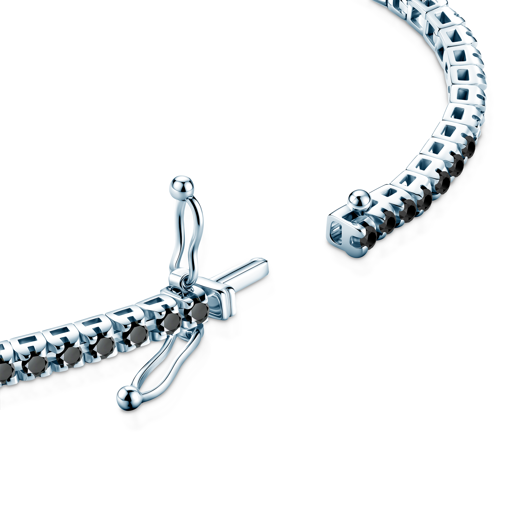 Bransoletka tenisowa Luminy 3,0mm: białe złoto, czarne diamenty