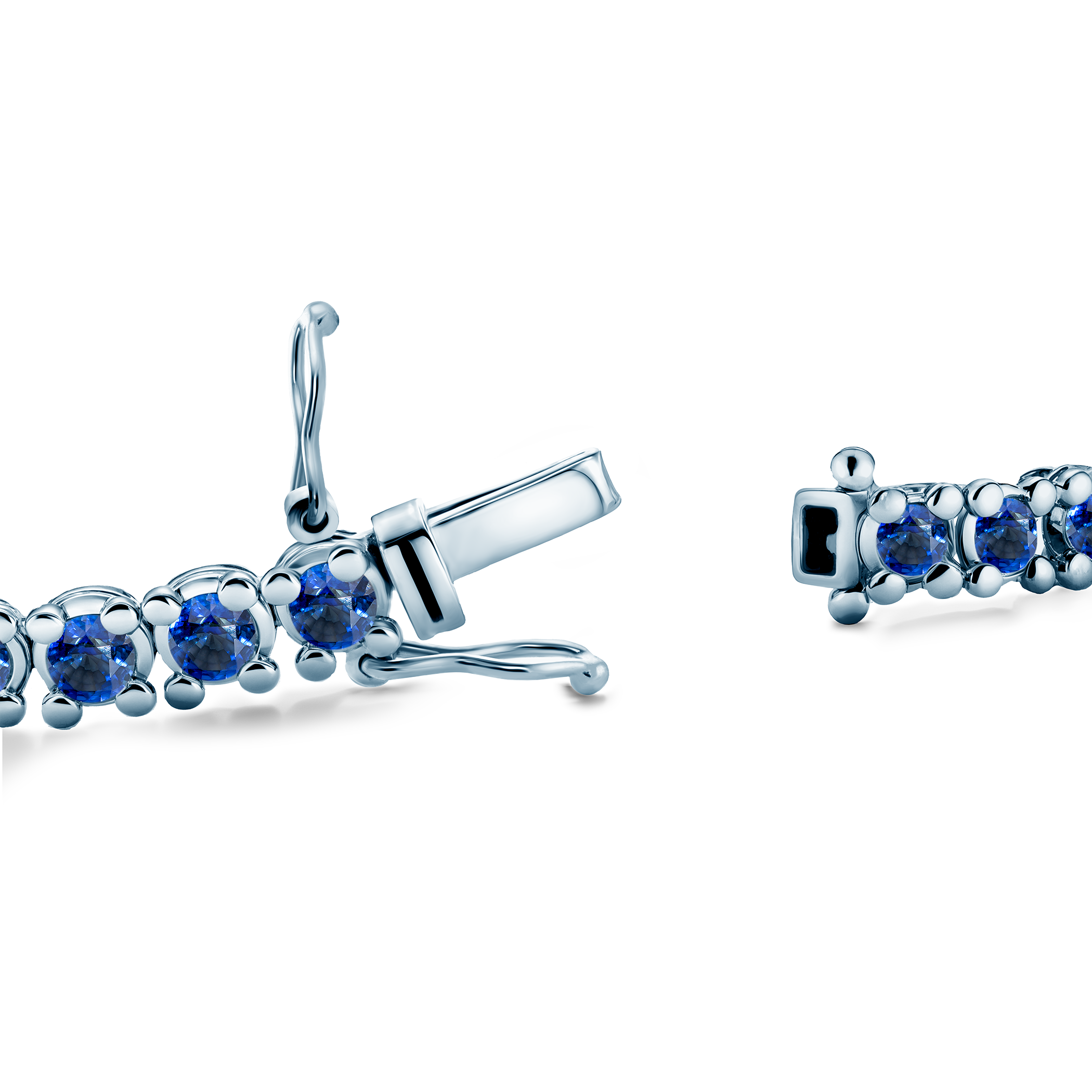 Bransoletka tenisowa Luminy 4,5mm: białe złoto, niebieskie szafiry - 4