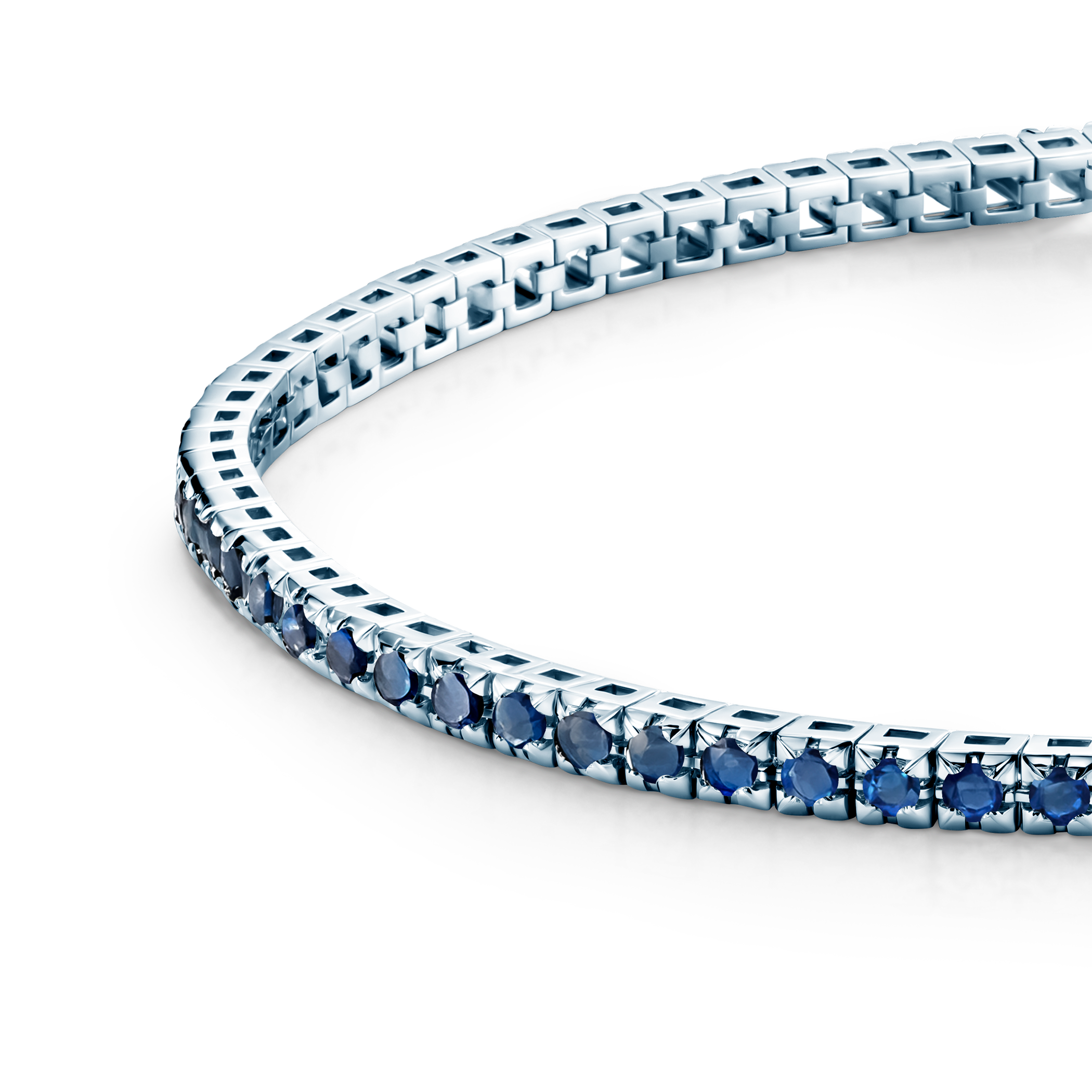 Bransoletka tenisowa Luminy 3,0mm: białe złoto, niebieskie szafiry - 3