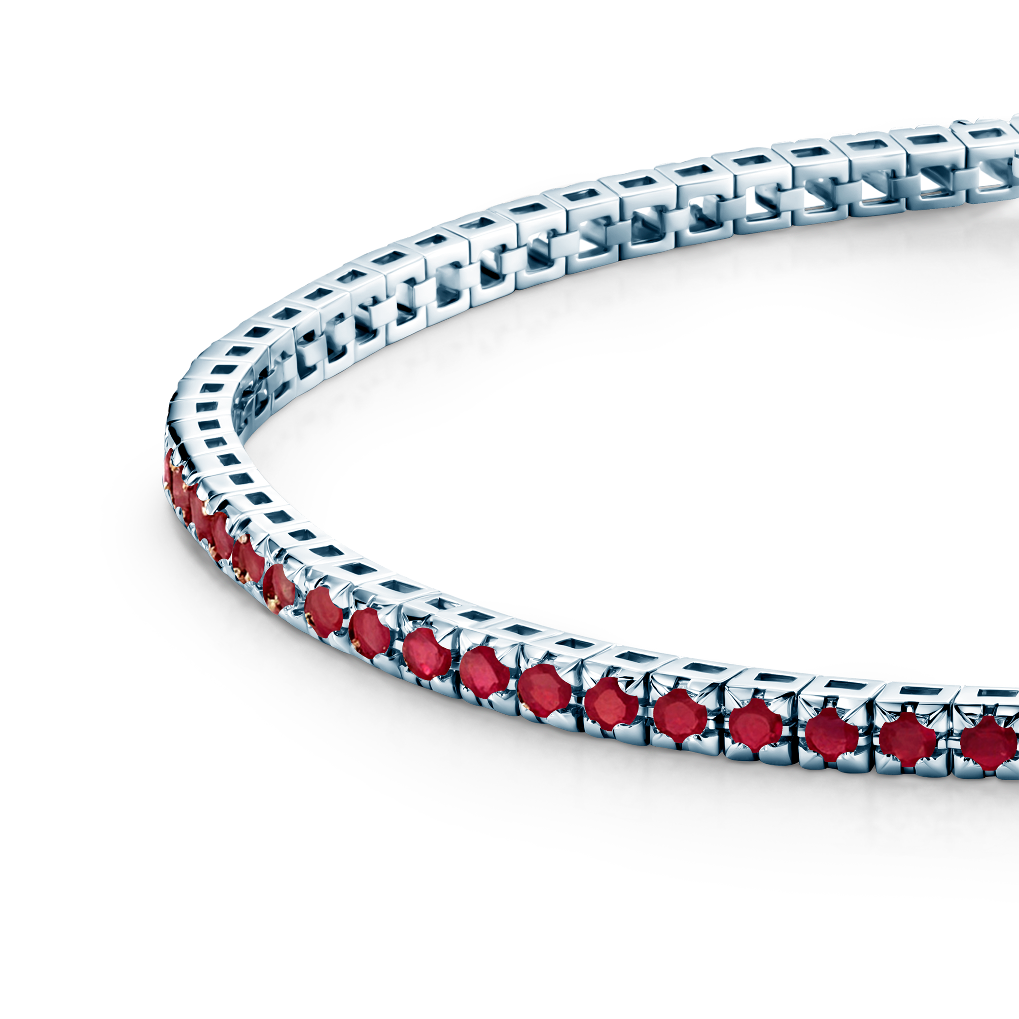 Bransoletka tenisowa Luminy 3,0mm: białe złoto, rubiny