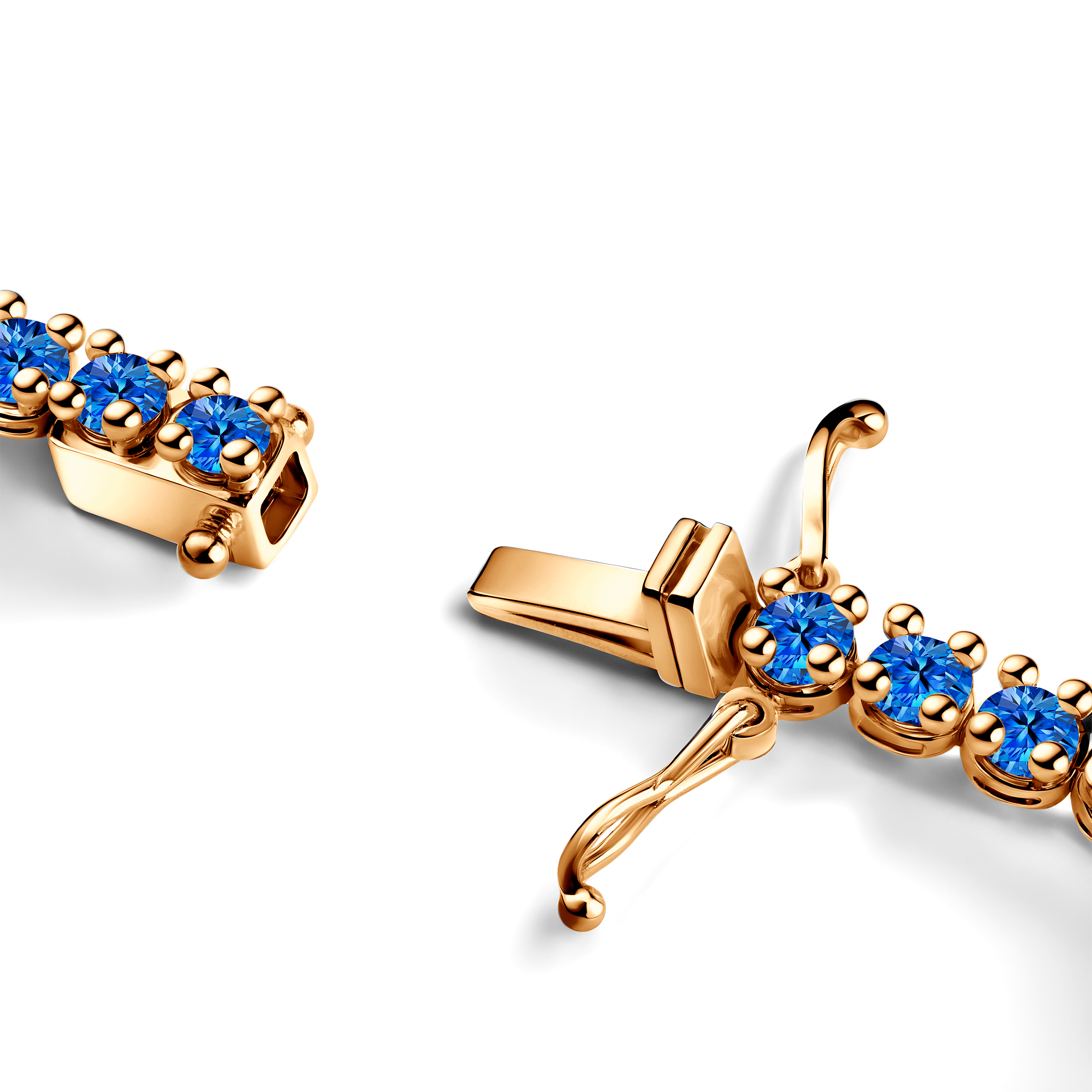 Tennis-Halskette Luminy 3,8 mm: Gold, blaue Saphire - 4