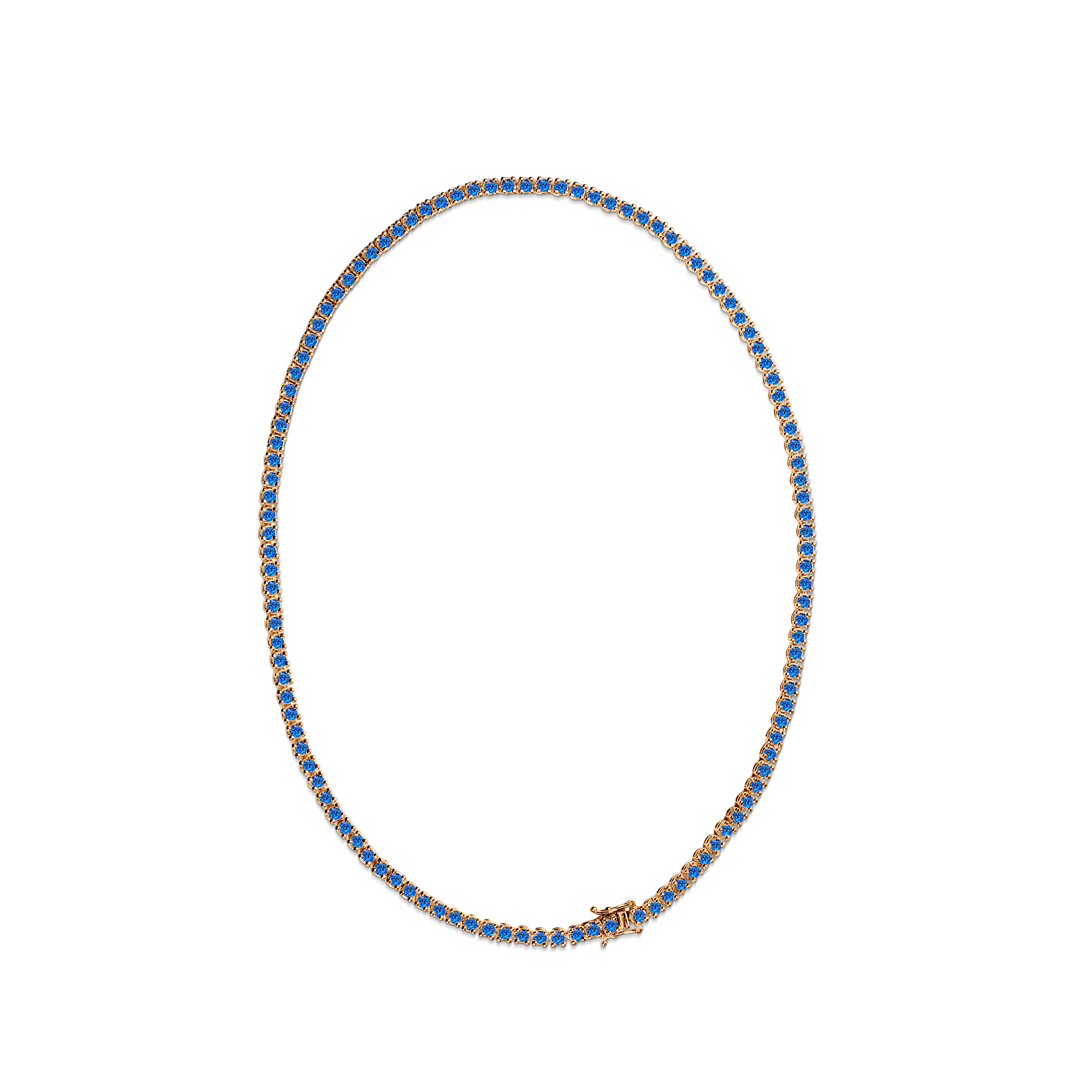 Tennis-Halskette Luminy 3,8 mm: Gold, blaue Saphire - 5