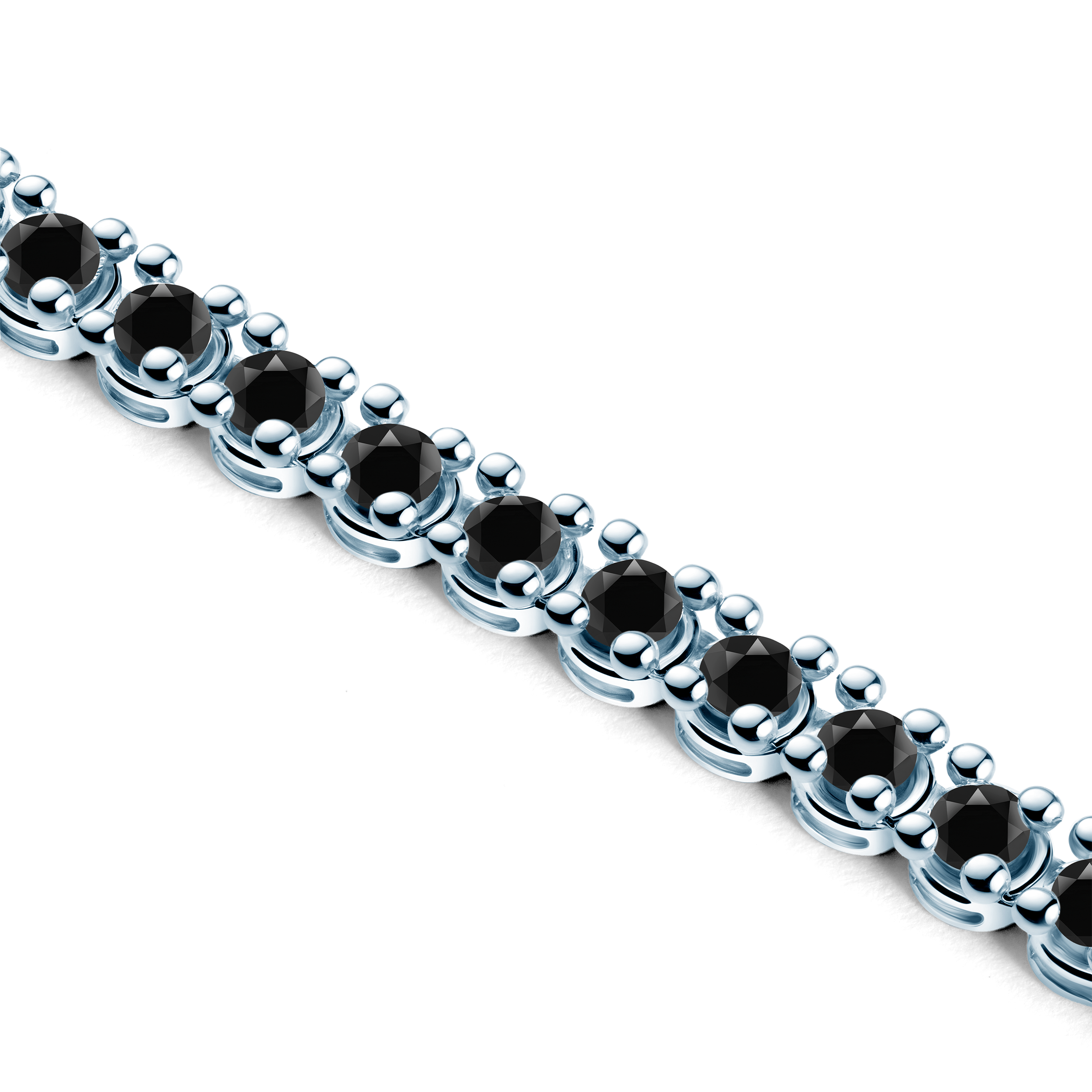 Naszyjnik tenisowy Luminy 3,8mm: białe złoto, czarne diamenty