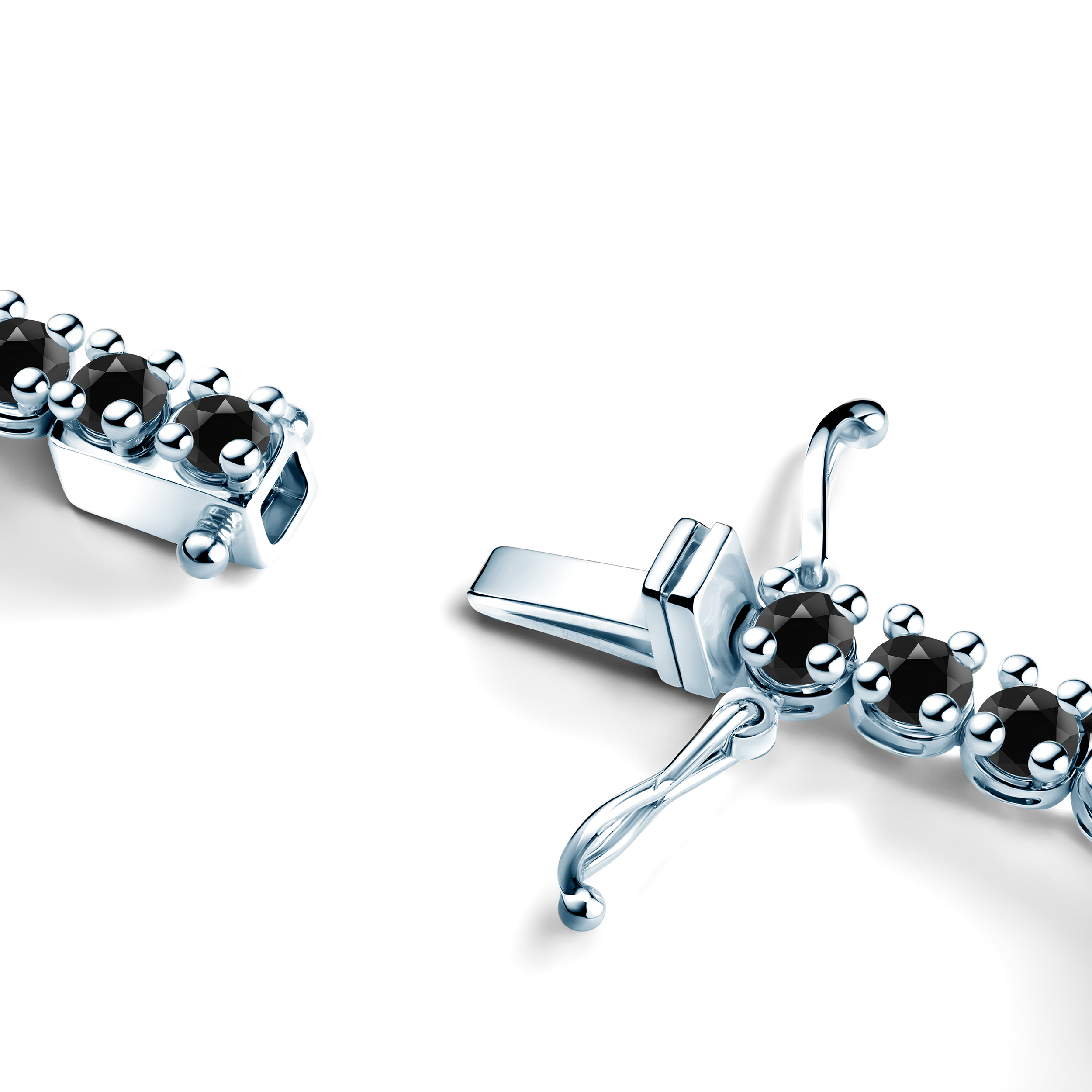 Naszyjnik tenisowy Luminy 3,8mm: białe złoto, czarne diamenty