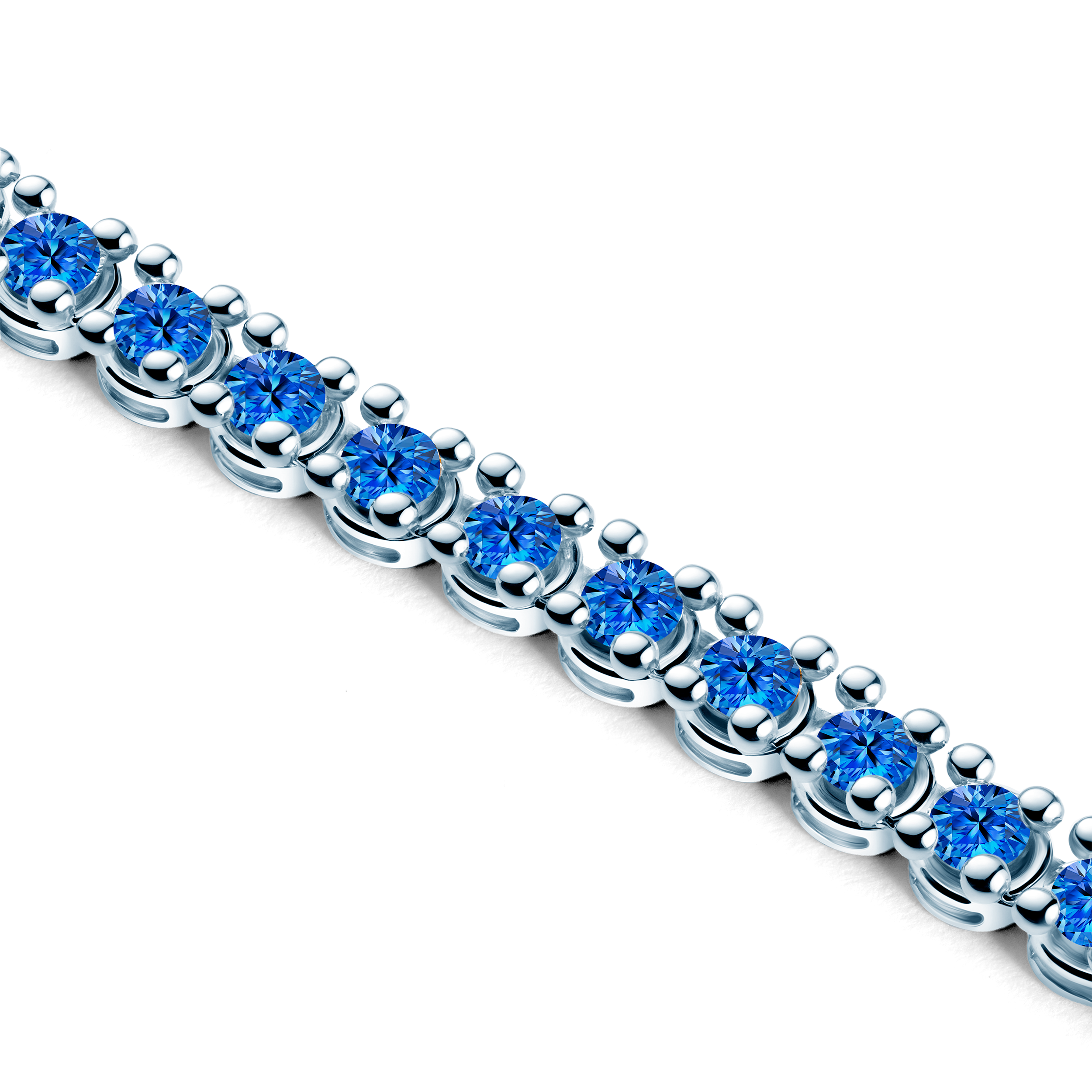 Naszyjnik tenisowy Luminy 3,8mm: białe złoto, niebieskie szafiry