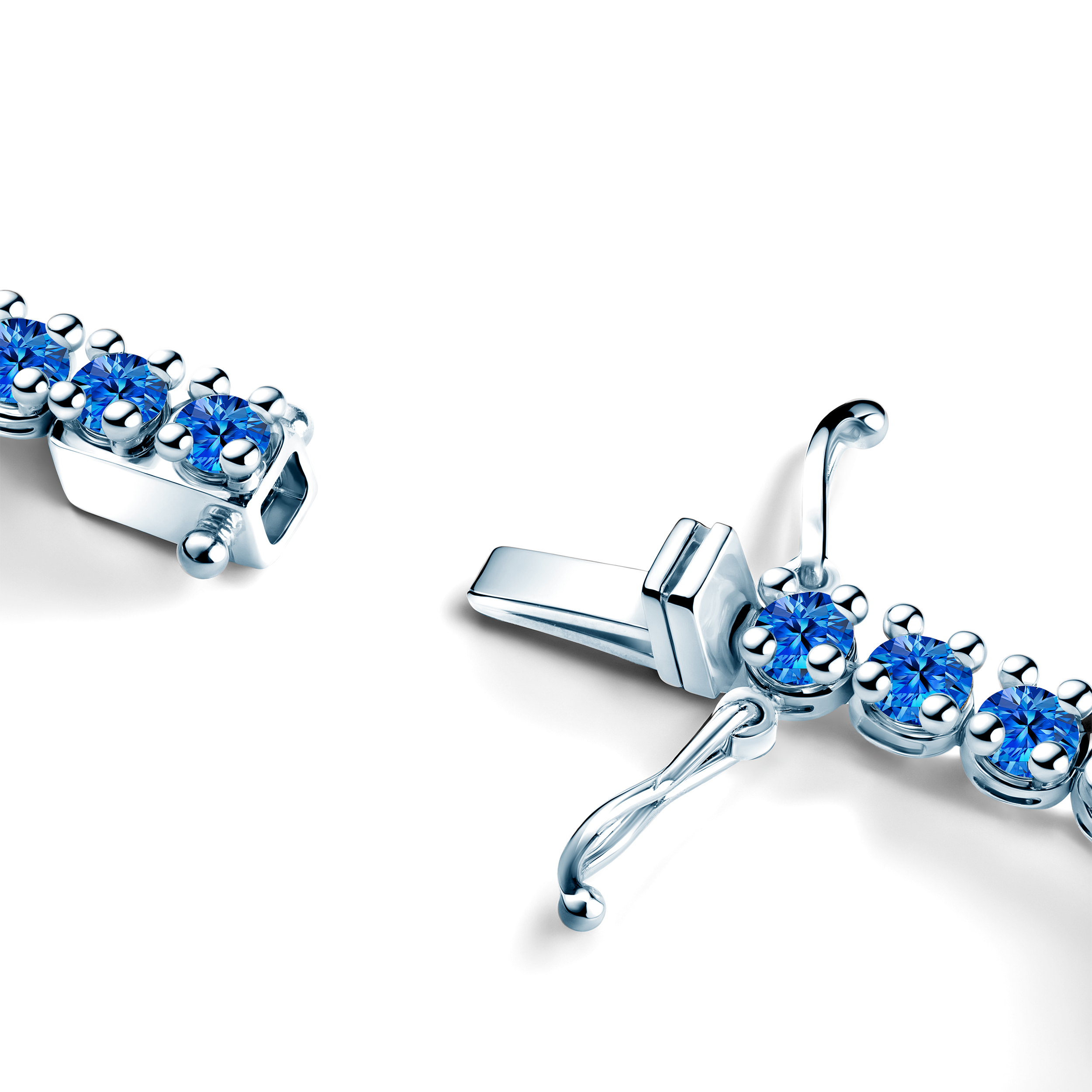 Naszyjnik tenisowy Luminy 3,8mm: białe złoto, niebieskie szafiry