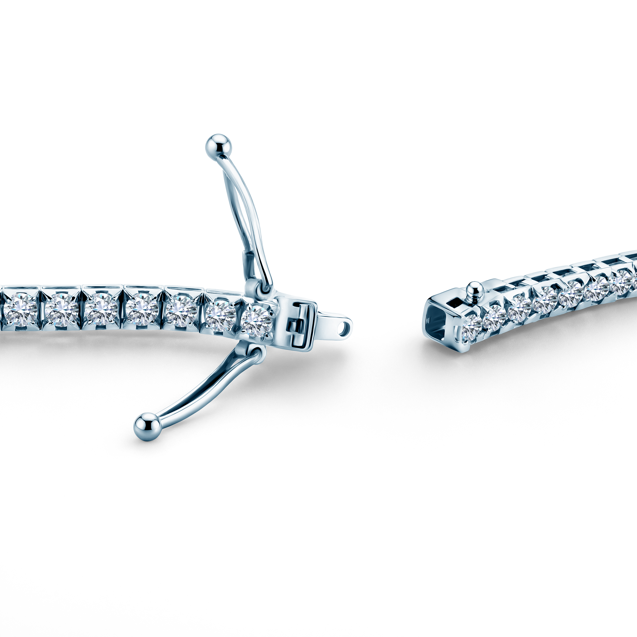 Naszyjnik tenisowy z białego złota 585 z białymi diamentami 3.300ct 2,5 mm 40 cm - 4