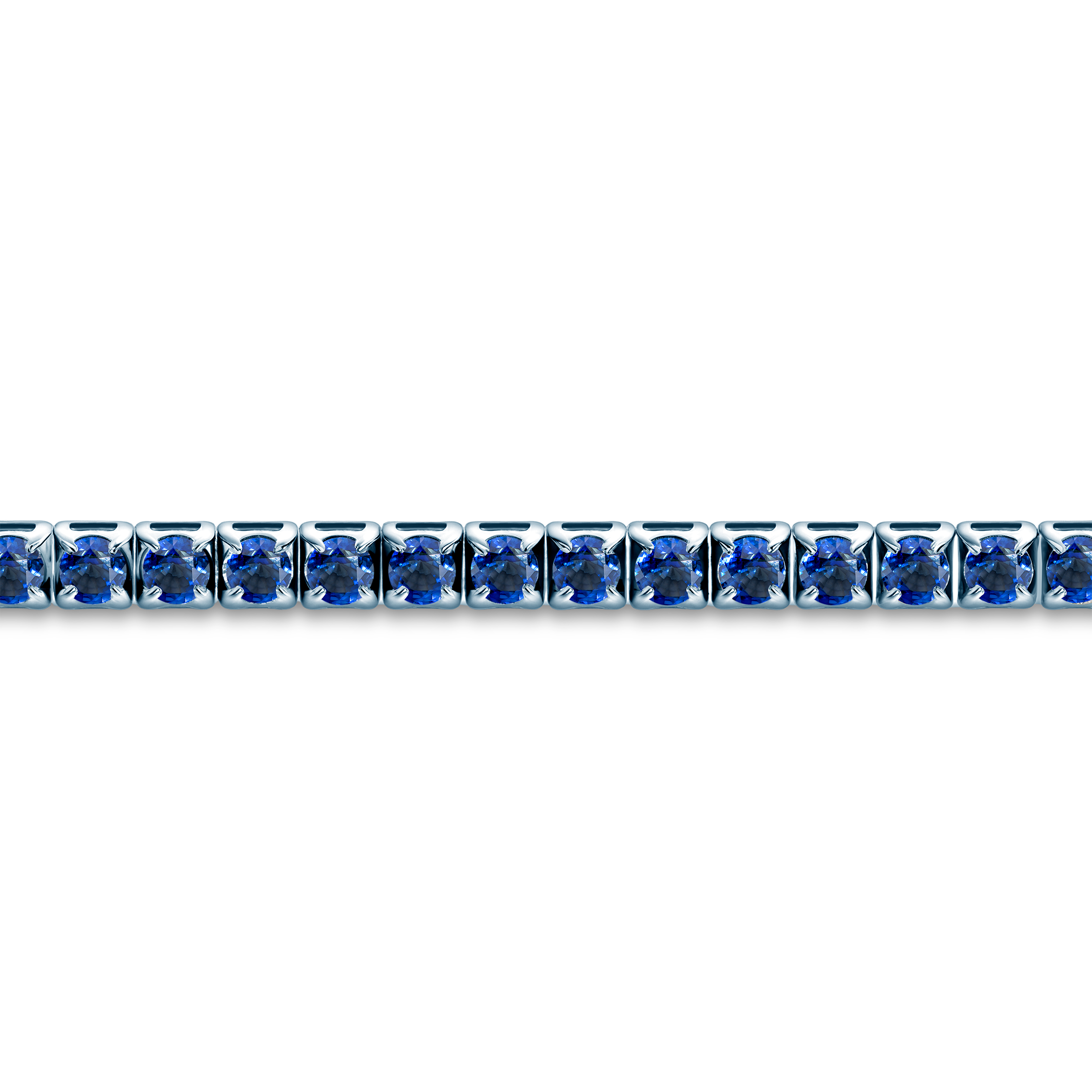 Naszyjnik tenisowy z białego złota 585 z niebieskimi szafirami 4.950ct 2,5 mm 40 cm - 3