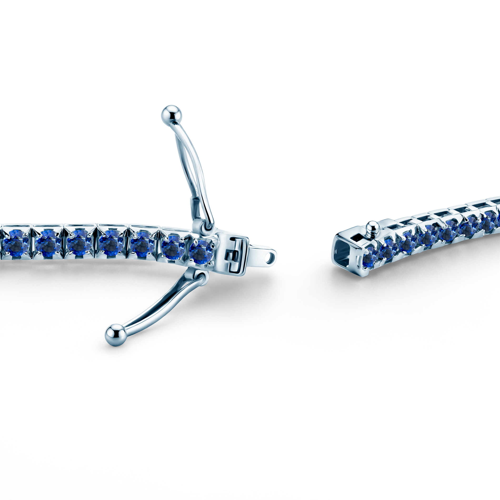 Naszyjnik tenisowy z białego złota 585 z niebieskimi szafirami 4.950ct 2,5 mm 40 cm - 4