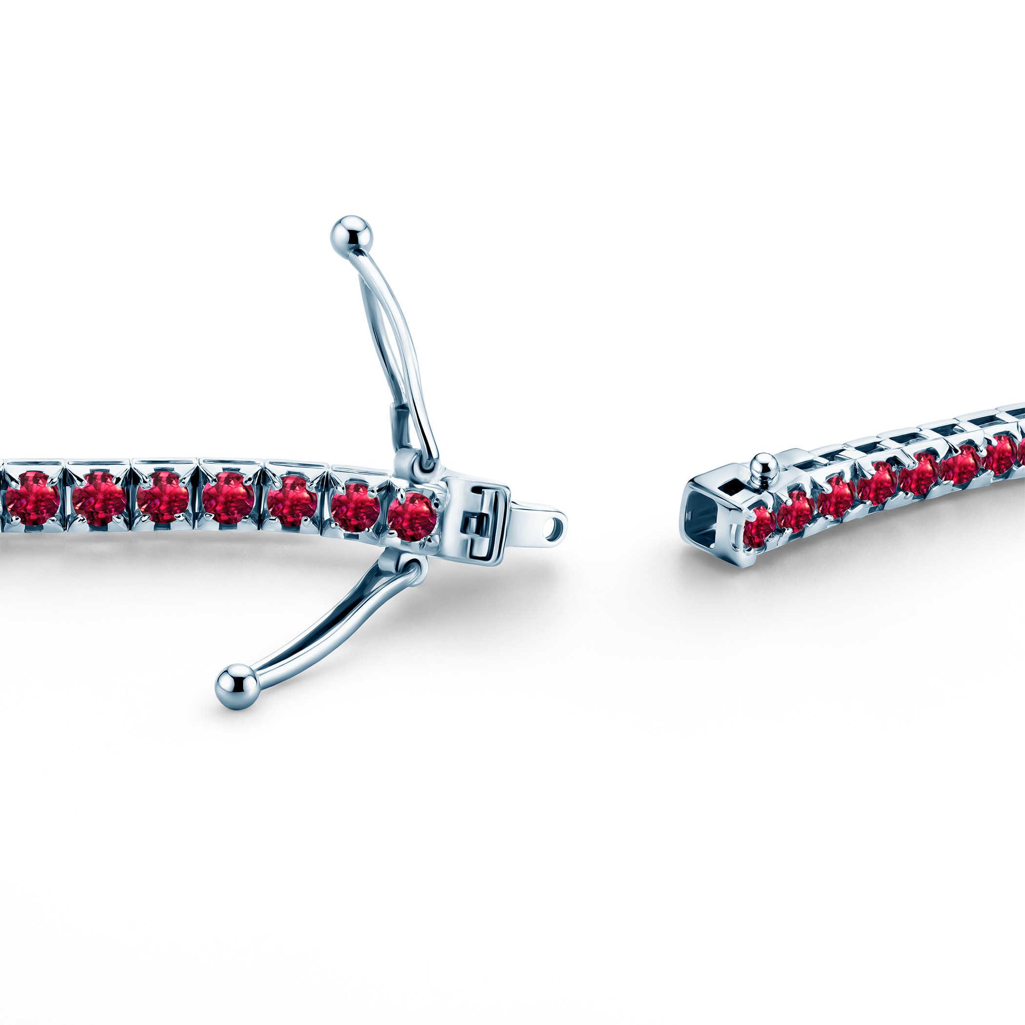 Naszyjnik tenisowy z białego złota 585 z rubinami 4.950ct 2,5 mm 40 cm - 4