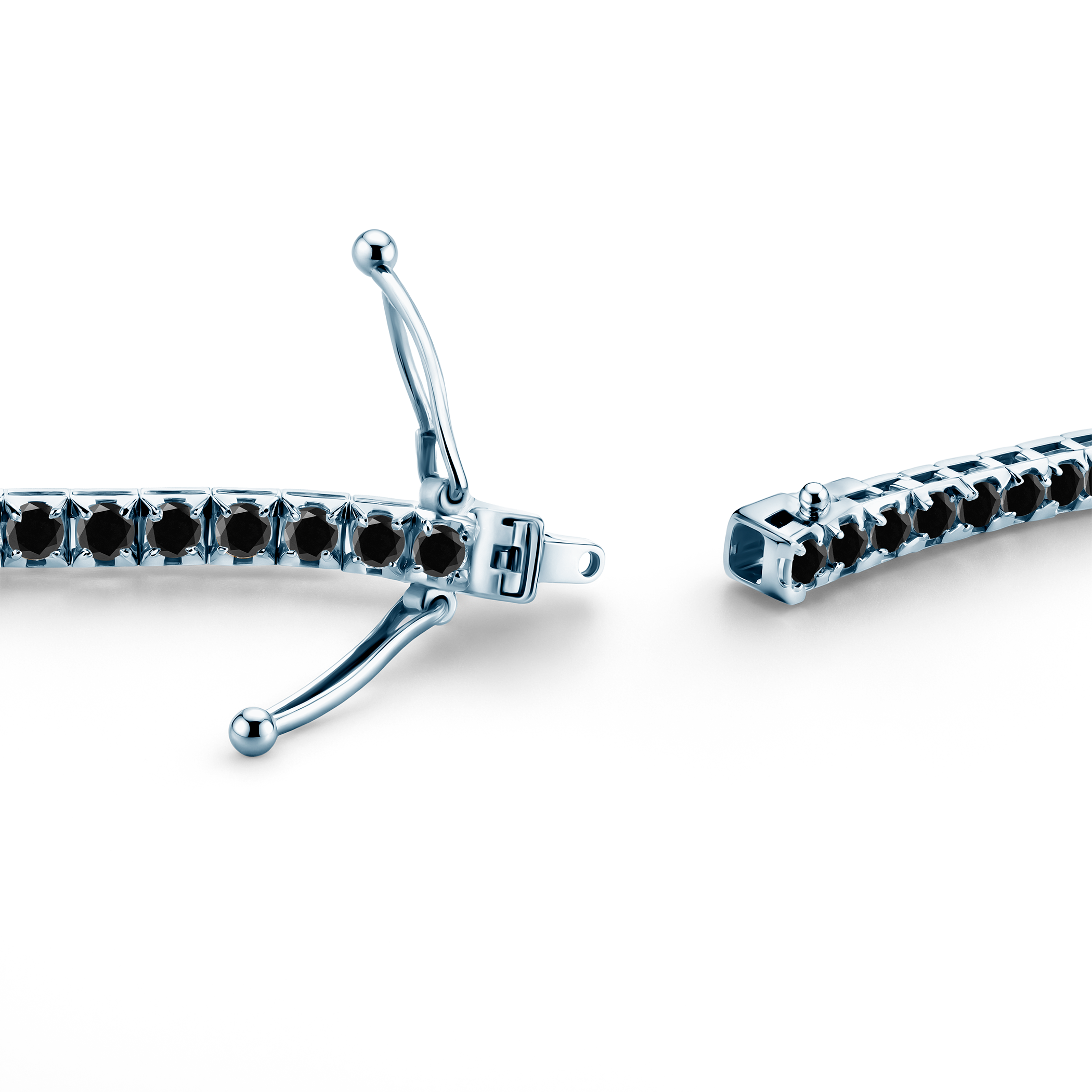 Naszyjnik tenisowy Luminy 3,0mm: białe złoto, czarne diamenty