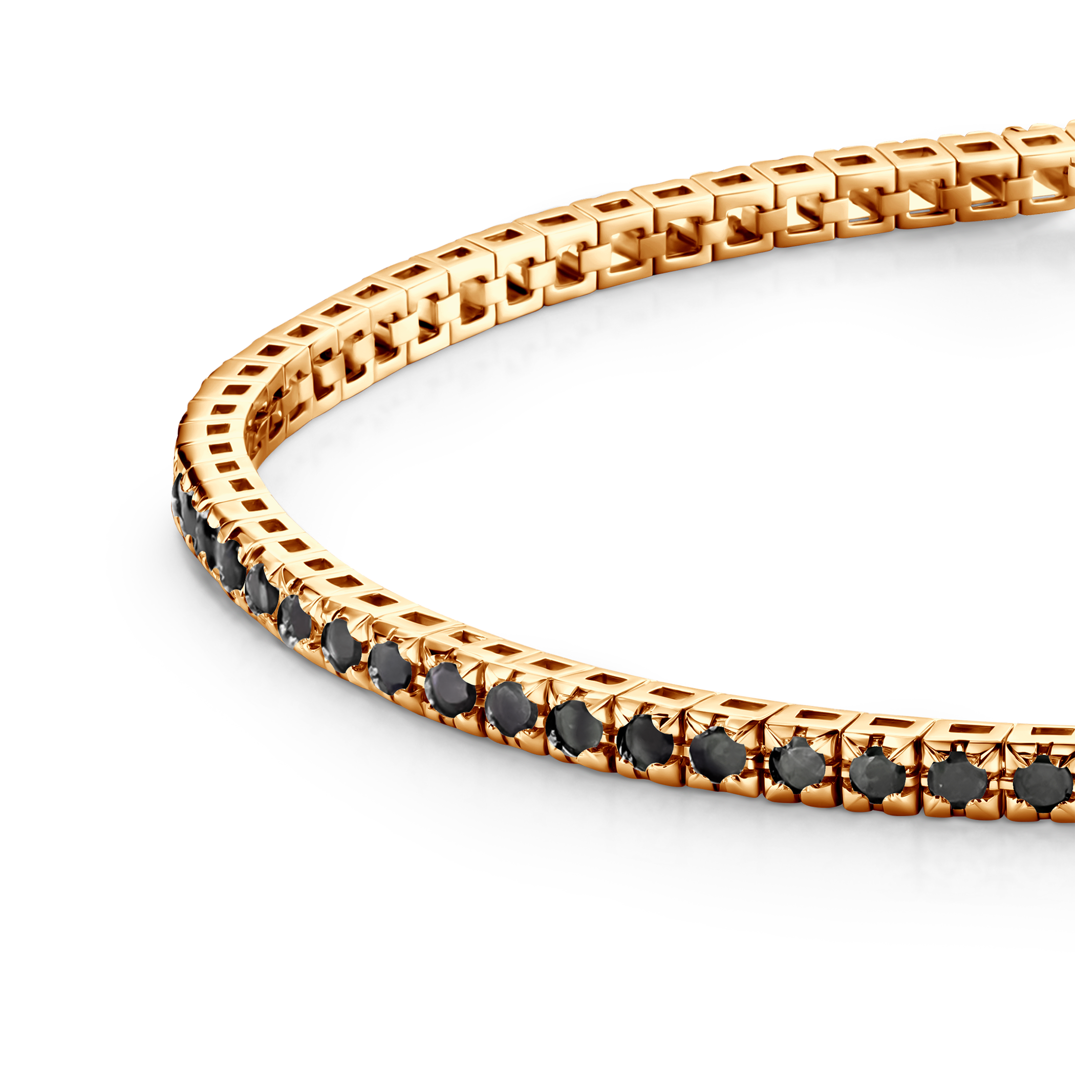 Tennisarmband Luminy 1,9 mm: Gold, schwarze Diamanten