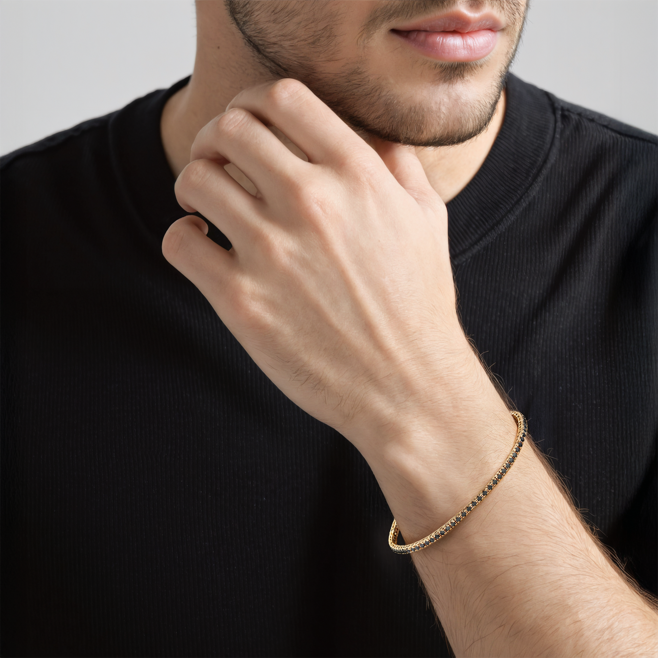 Tennisarmband Luminy 1,9 mm: Gold, schwarze Diamanten