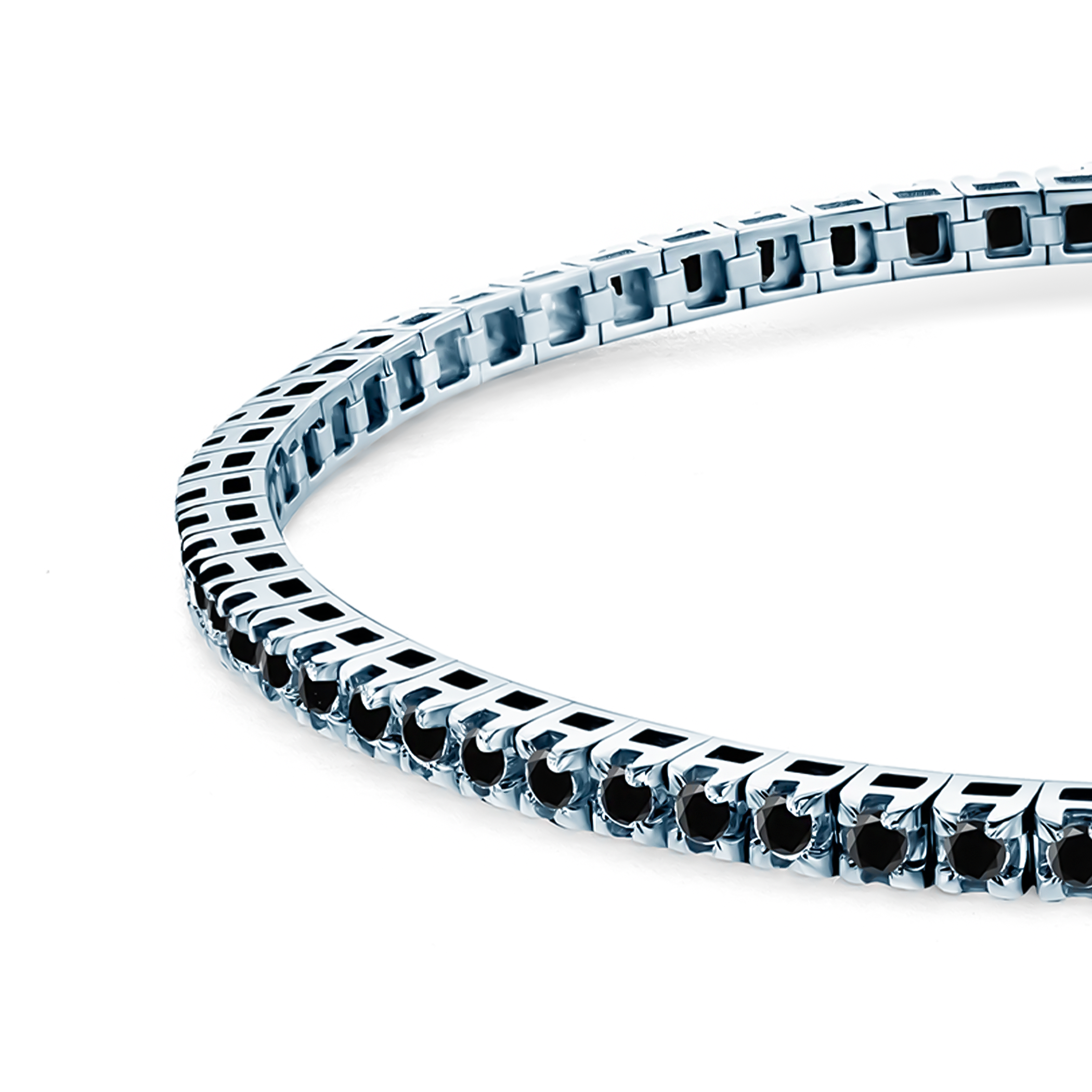 Bransoletka tenisowa Luminy 2,3mm: białe złoto, czarne diamenty