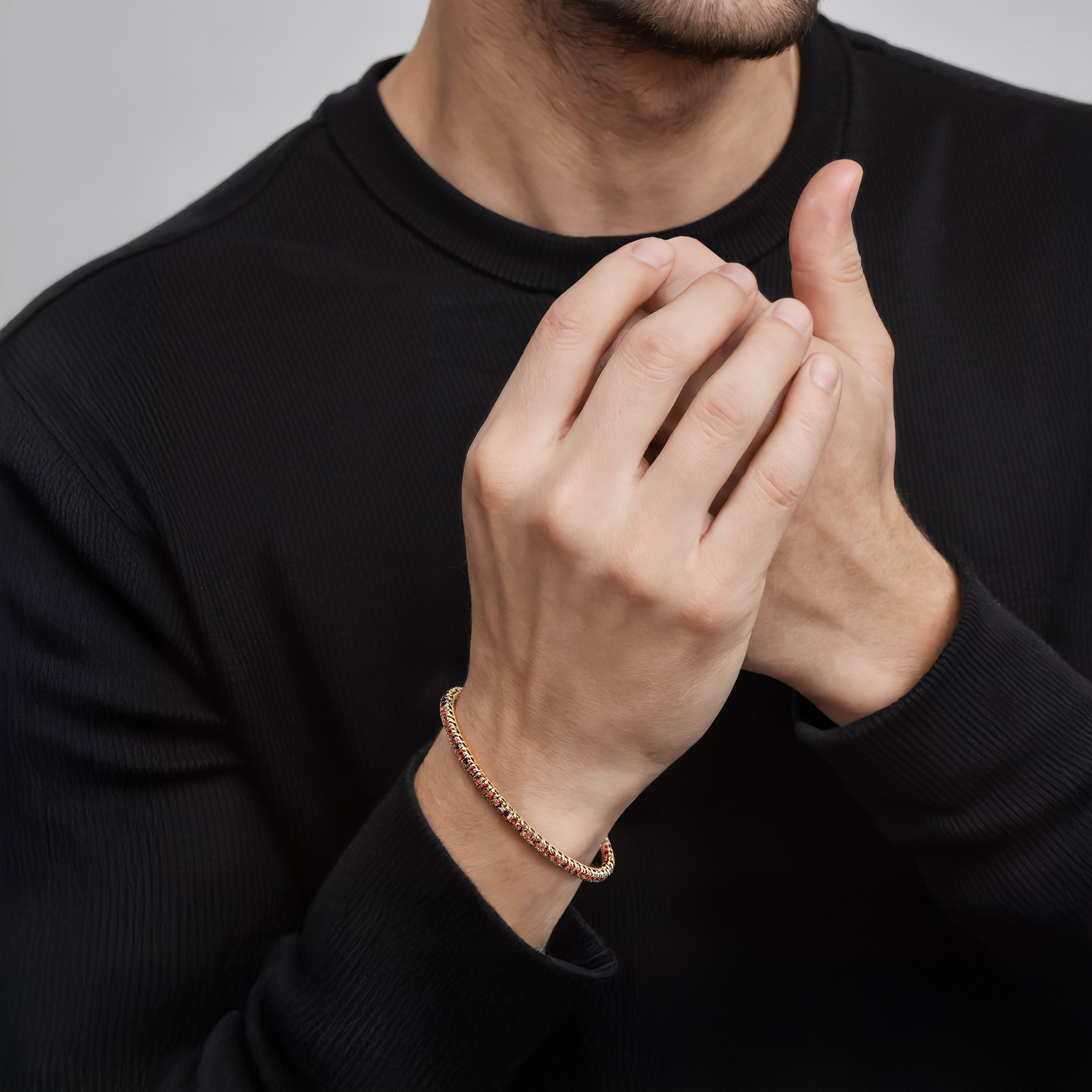 Tennisarmband Luminy 2,3 mm: Gold, Rubine