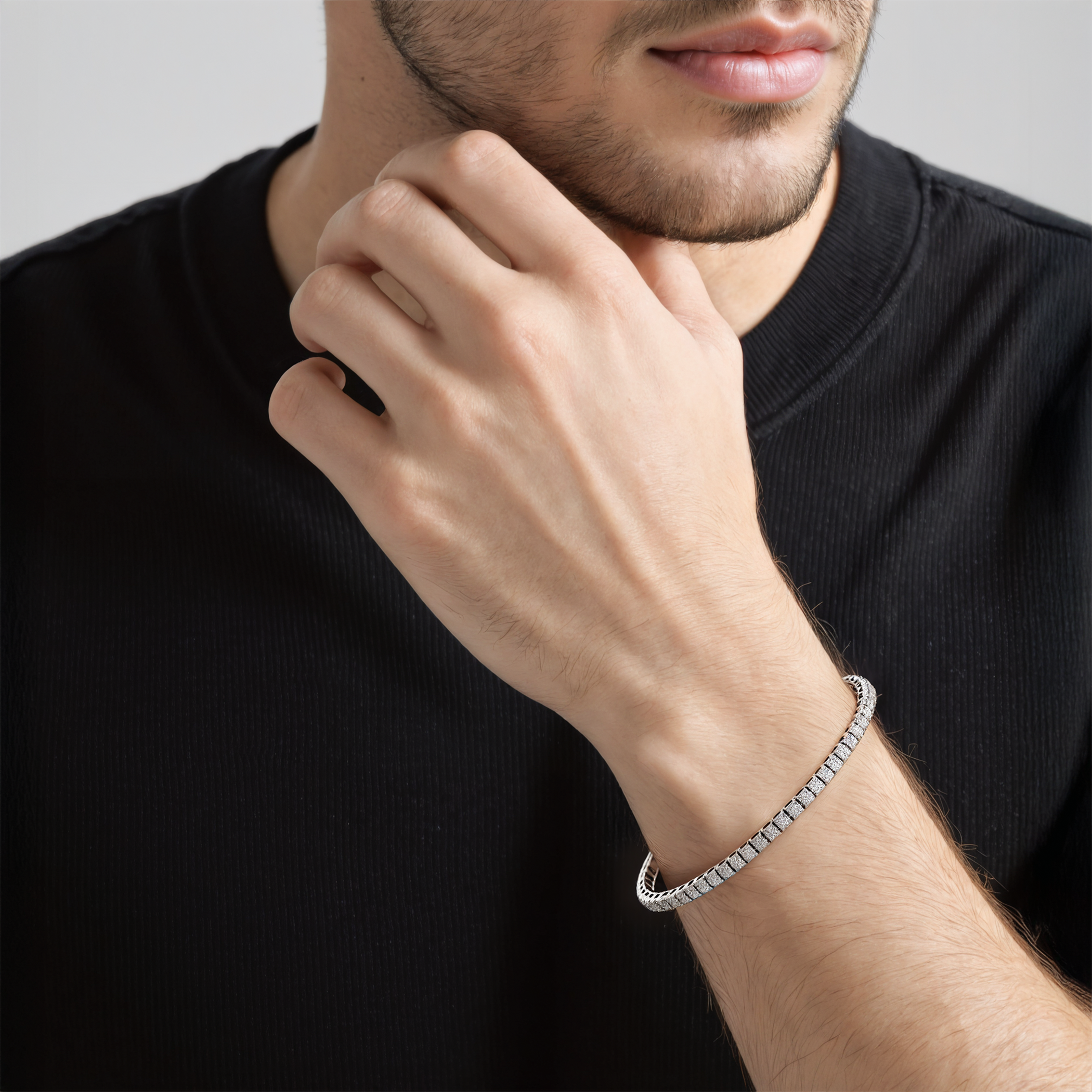 Tennisarmband Luminy 3,0 mm: Weißgold, weiße Saphire