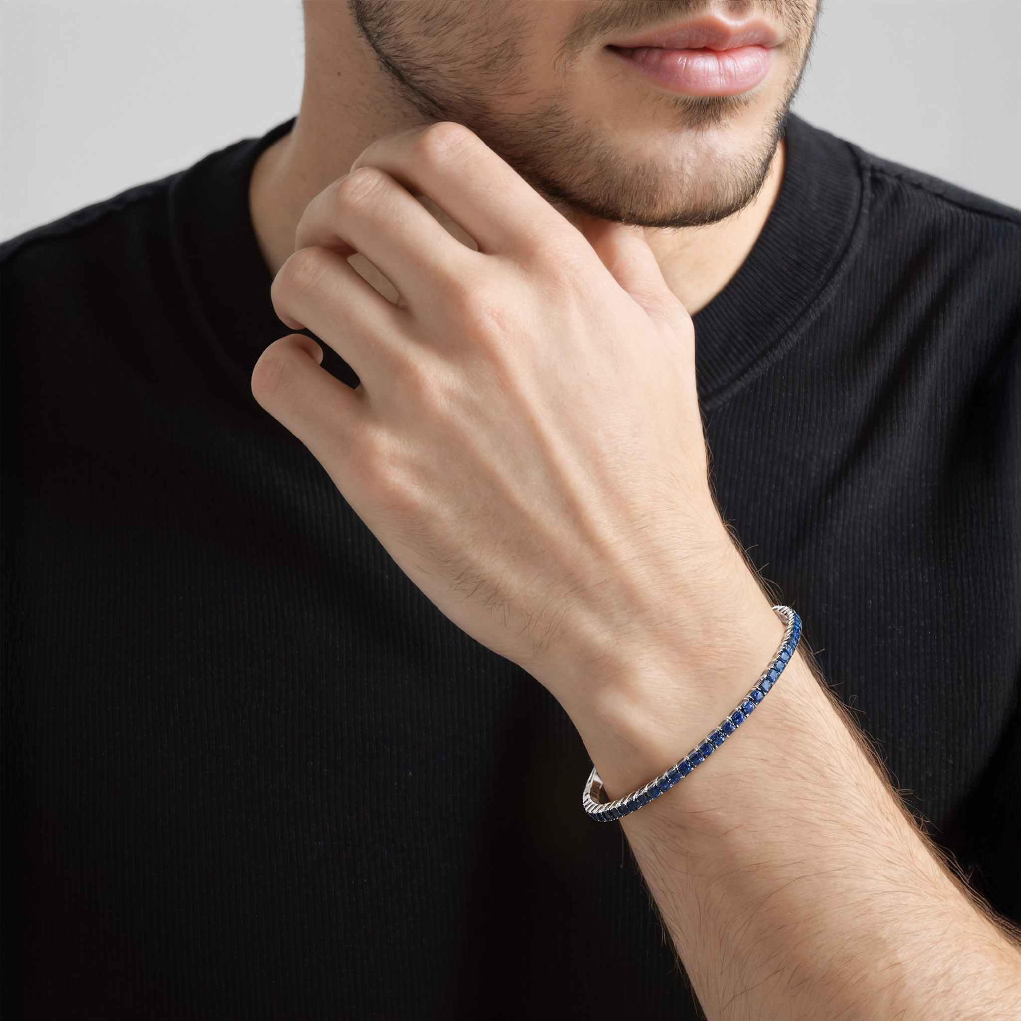 Tennisarmband Luminy 3,0 mm: Weißgold, blaue Saphire