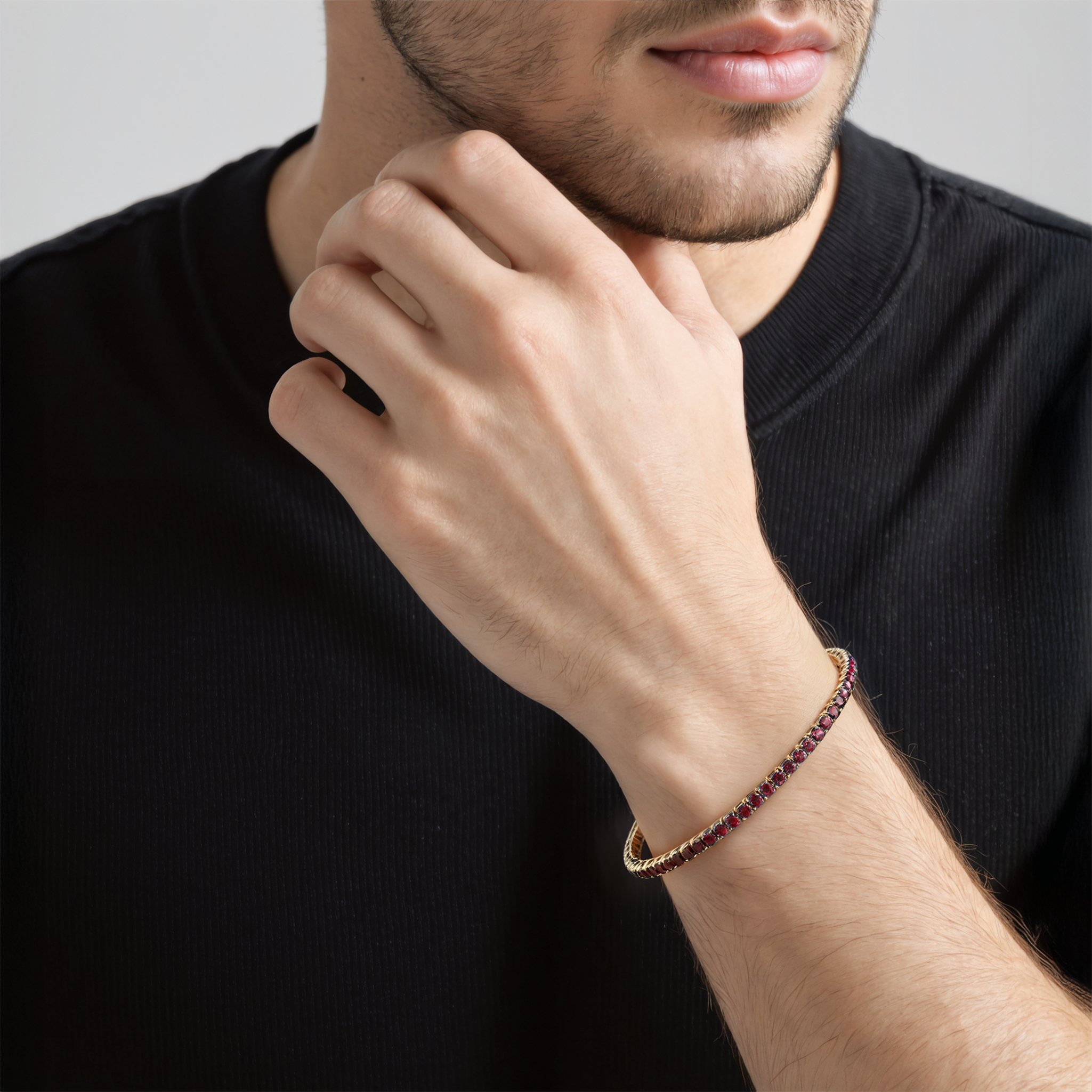 Tennisarmband Luminy 3,0 mm: Gold, Rubine