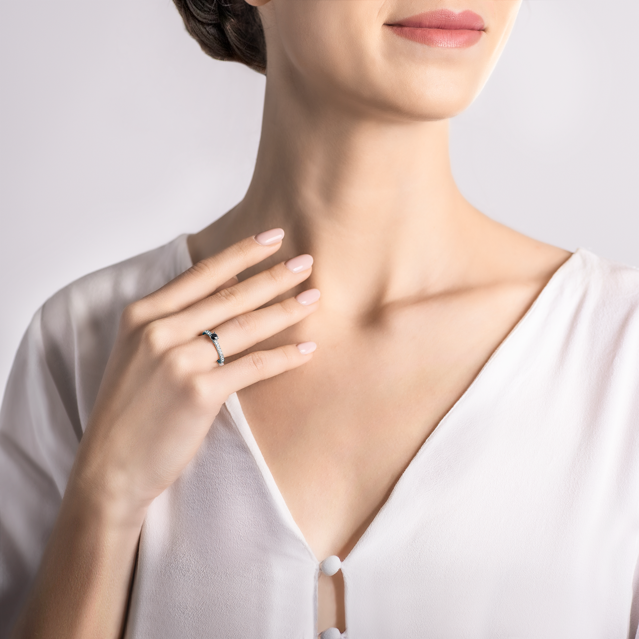 Pierścionek zaręczynowy Share Your Love: czarne złoto, czarny diament - 6