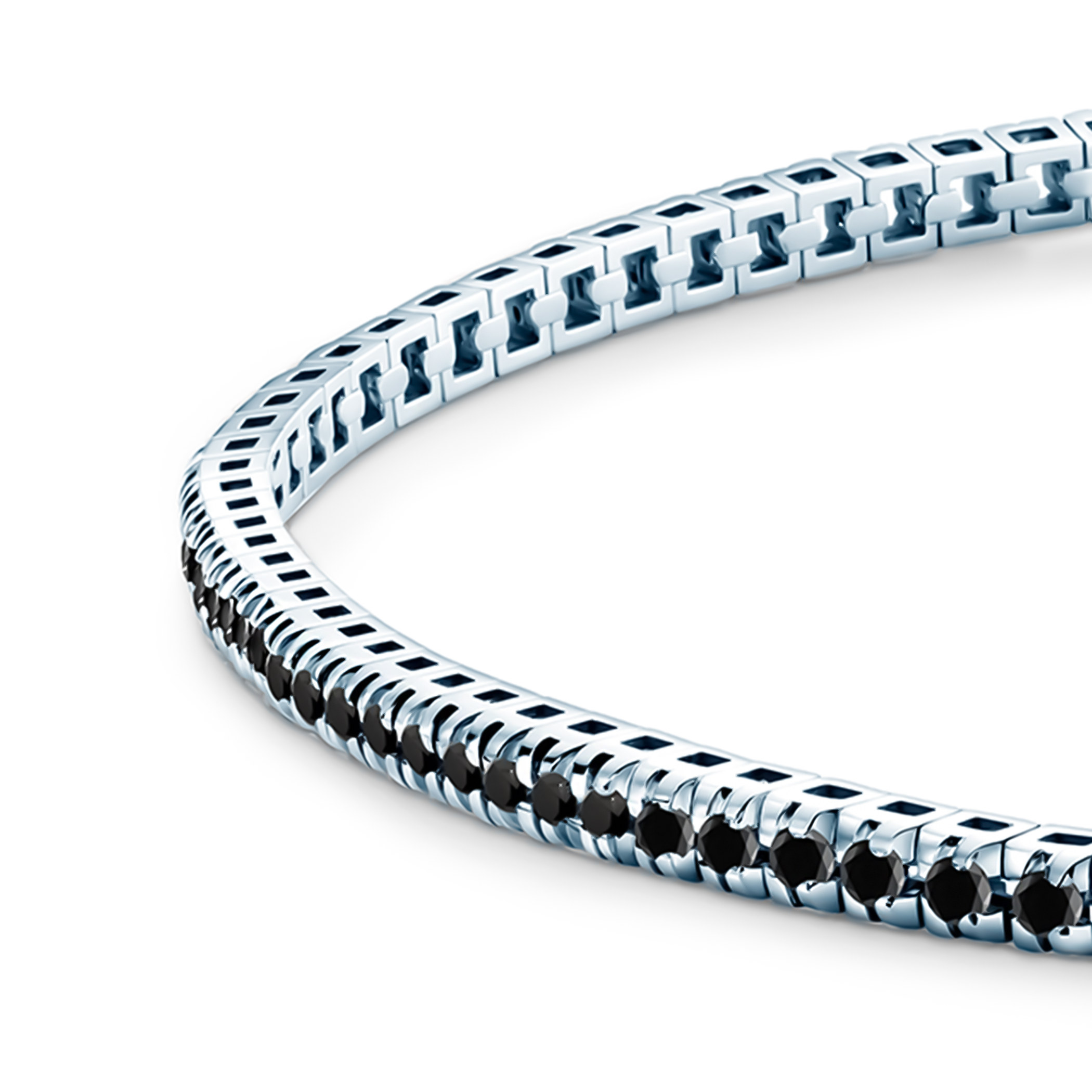 Tennisarmband Luminy 1,9 mm: Weißgold, schwarze Diamanten