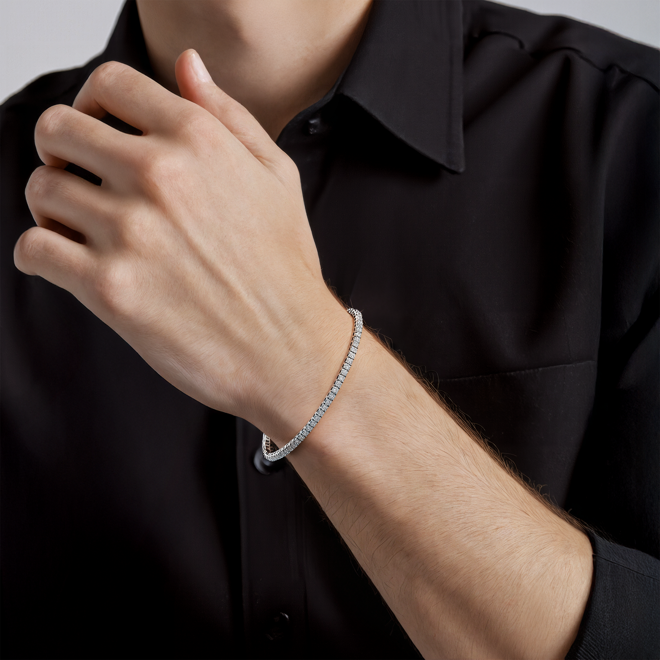 Tennisarmband Luminy 2,3 mm: Weißgold, weiße Saphire