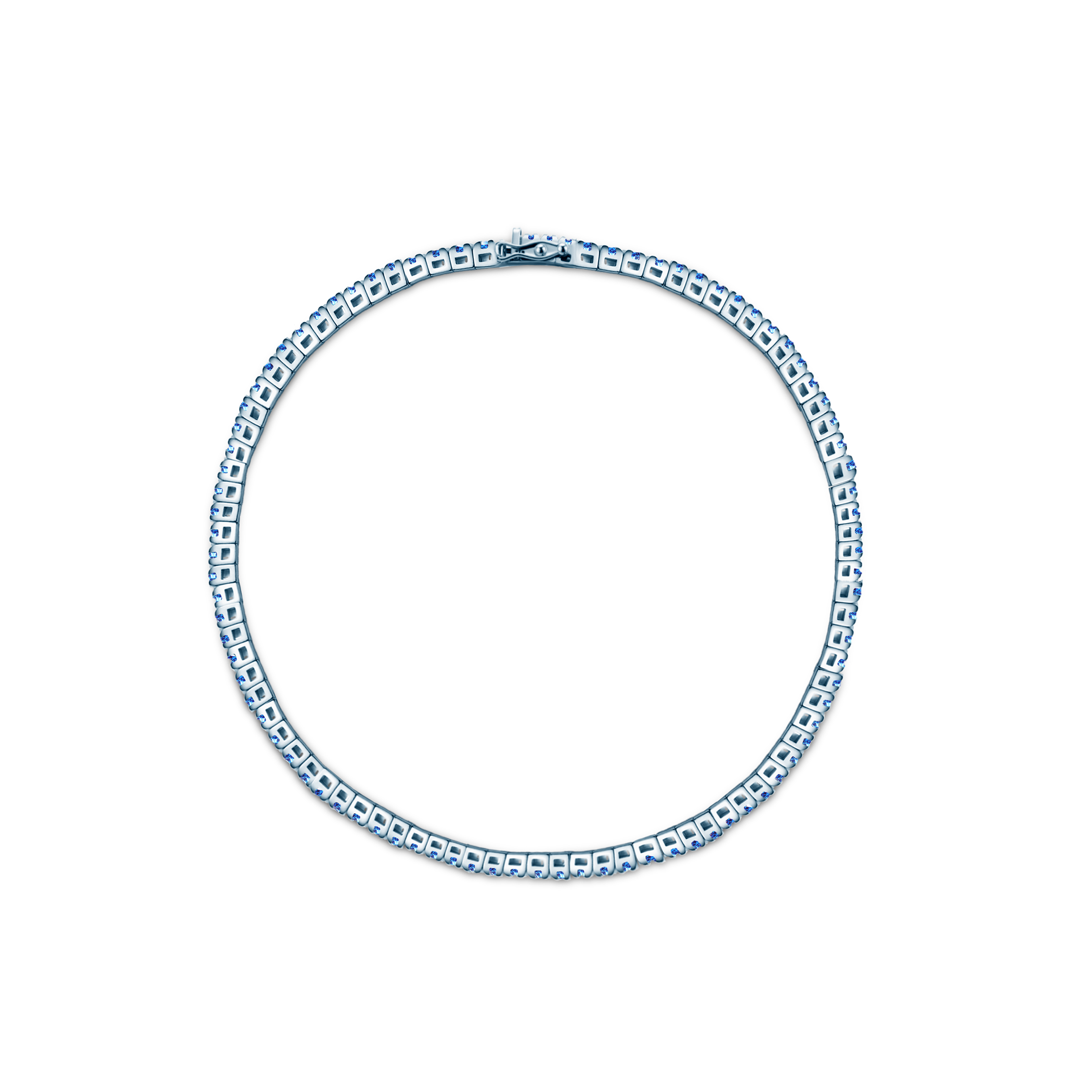 Tennisarmband Luminy 2,3 mm: Weißgold, blaue Saphire