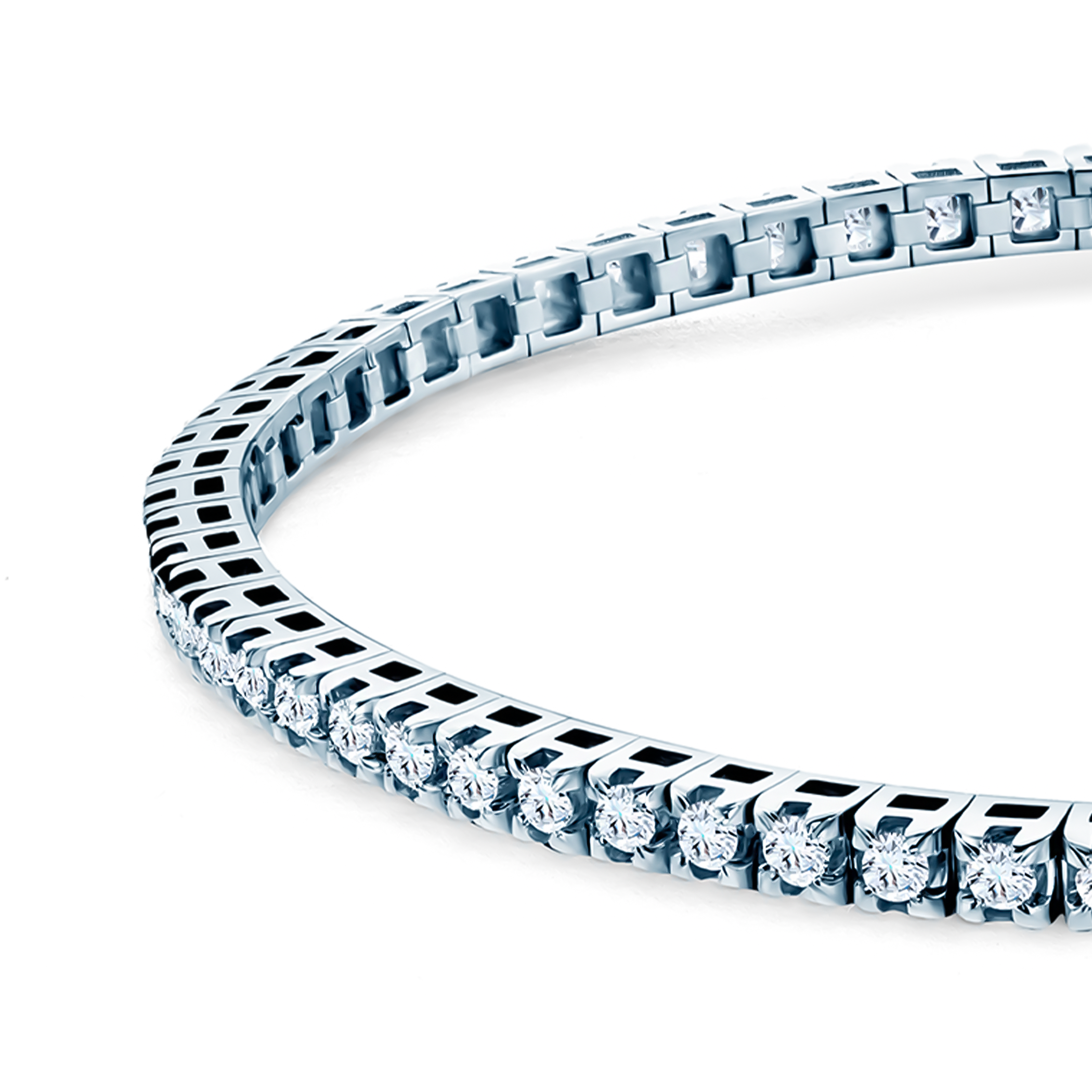 Bransoletka tenisowa Luminy 2,3mm: białe złoto, białe szafiry - 3