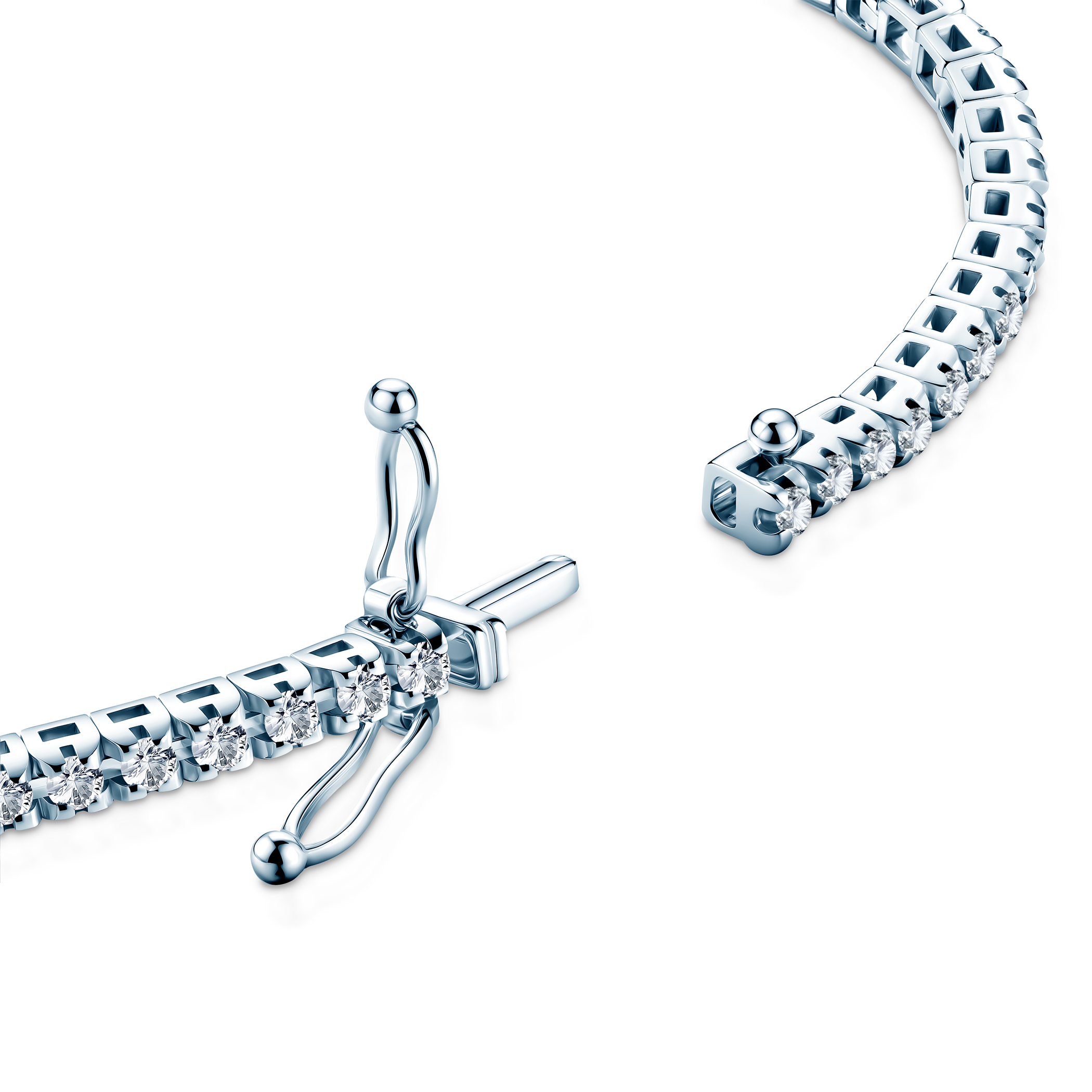 Bransoletka tenisowa Luminy 2,3mm: białe złoto, białe szafiry - 4