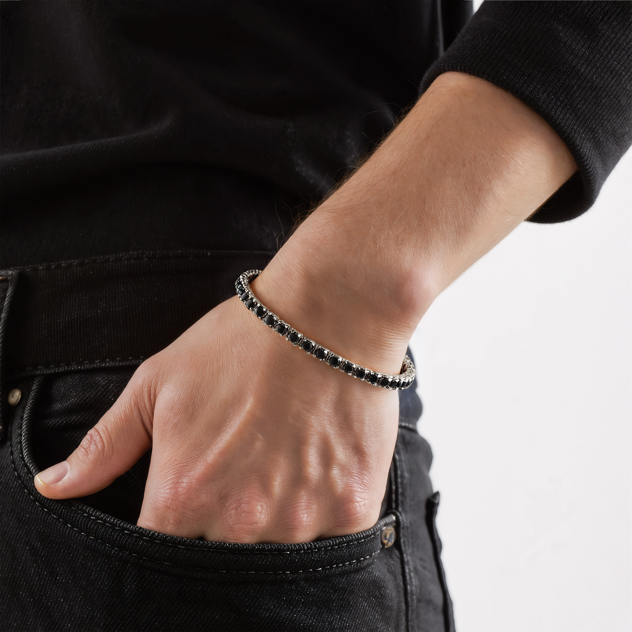 Tennisarmband Luminy 1,9 mm: Weißgold, schwarze Diamanten