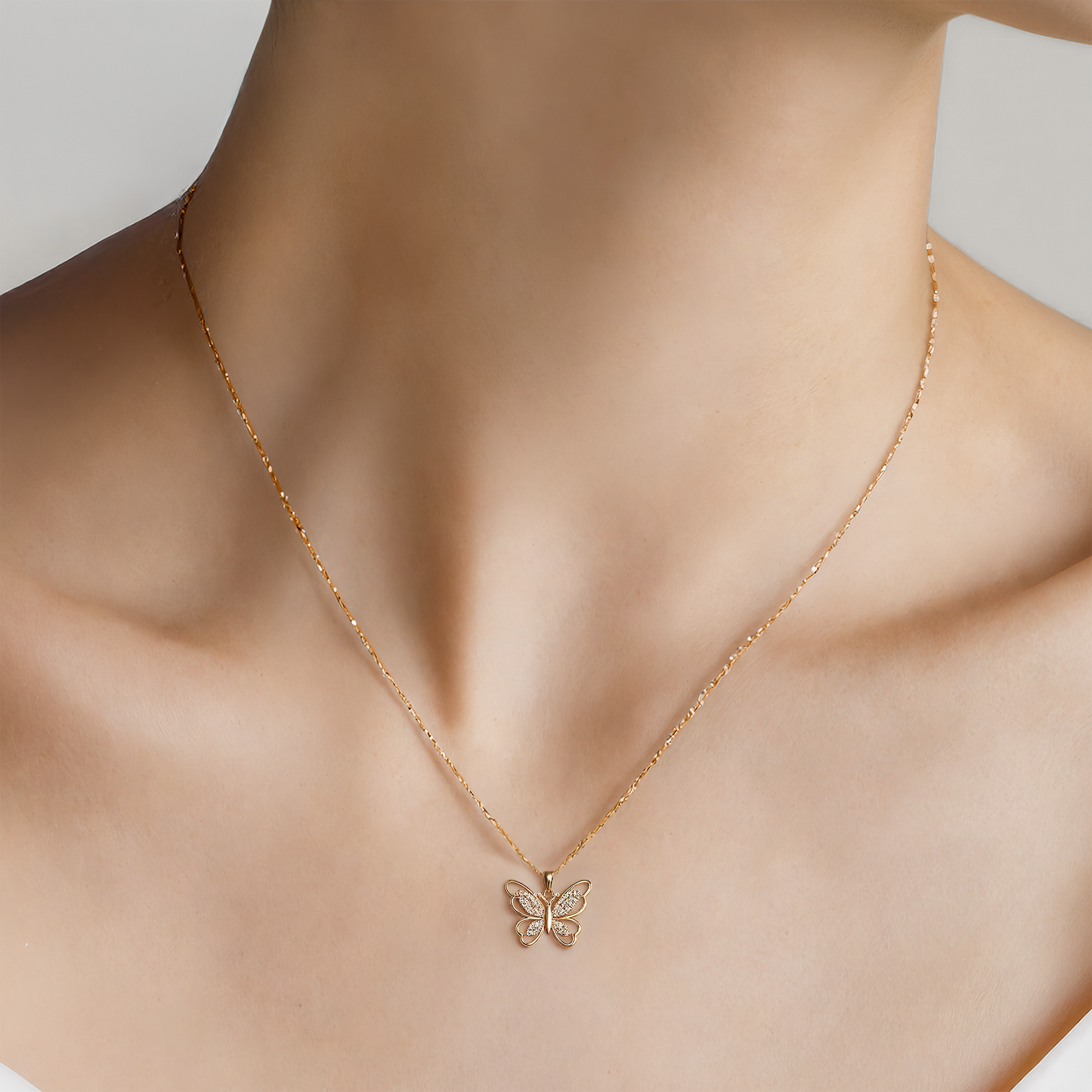 Anhänger SAVICKI Schmetterling: Gelbgold, Zirkonia