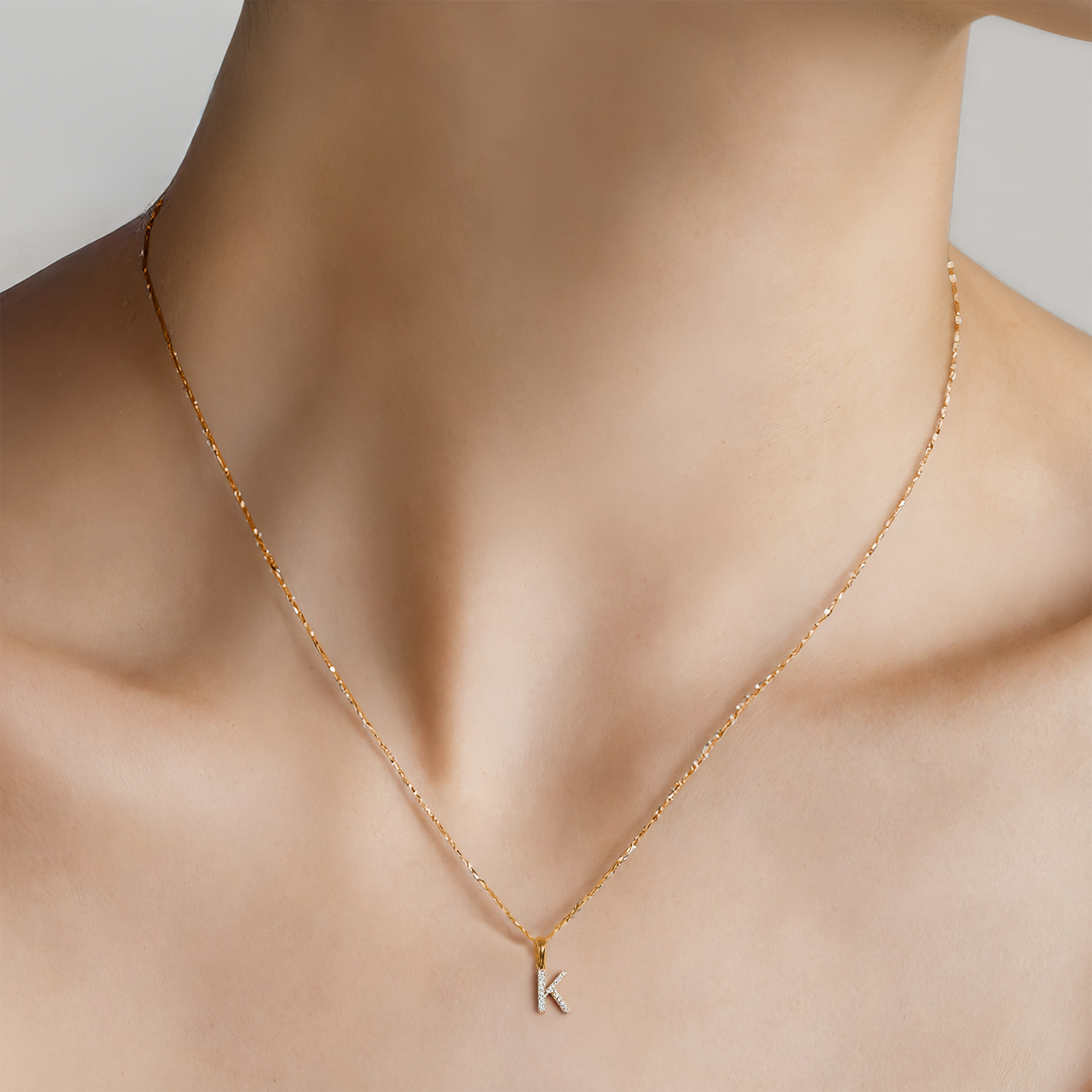 Anhänger SAVICKI Buchstabe K: Gelbgold, Zirkonia