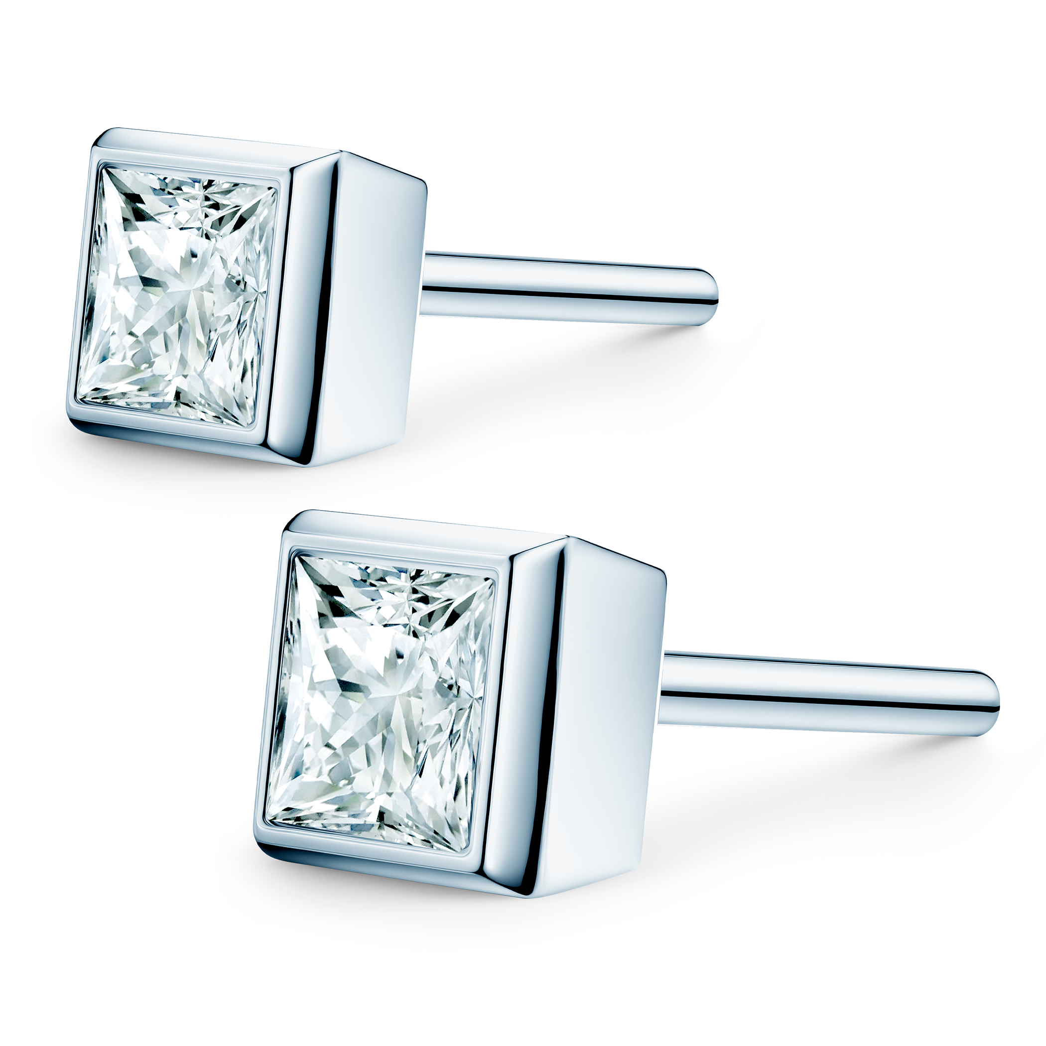 Ohrringe Pure: Weißgold, Labordiamanten, Princess-Schliff