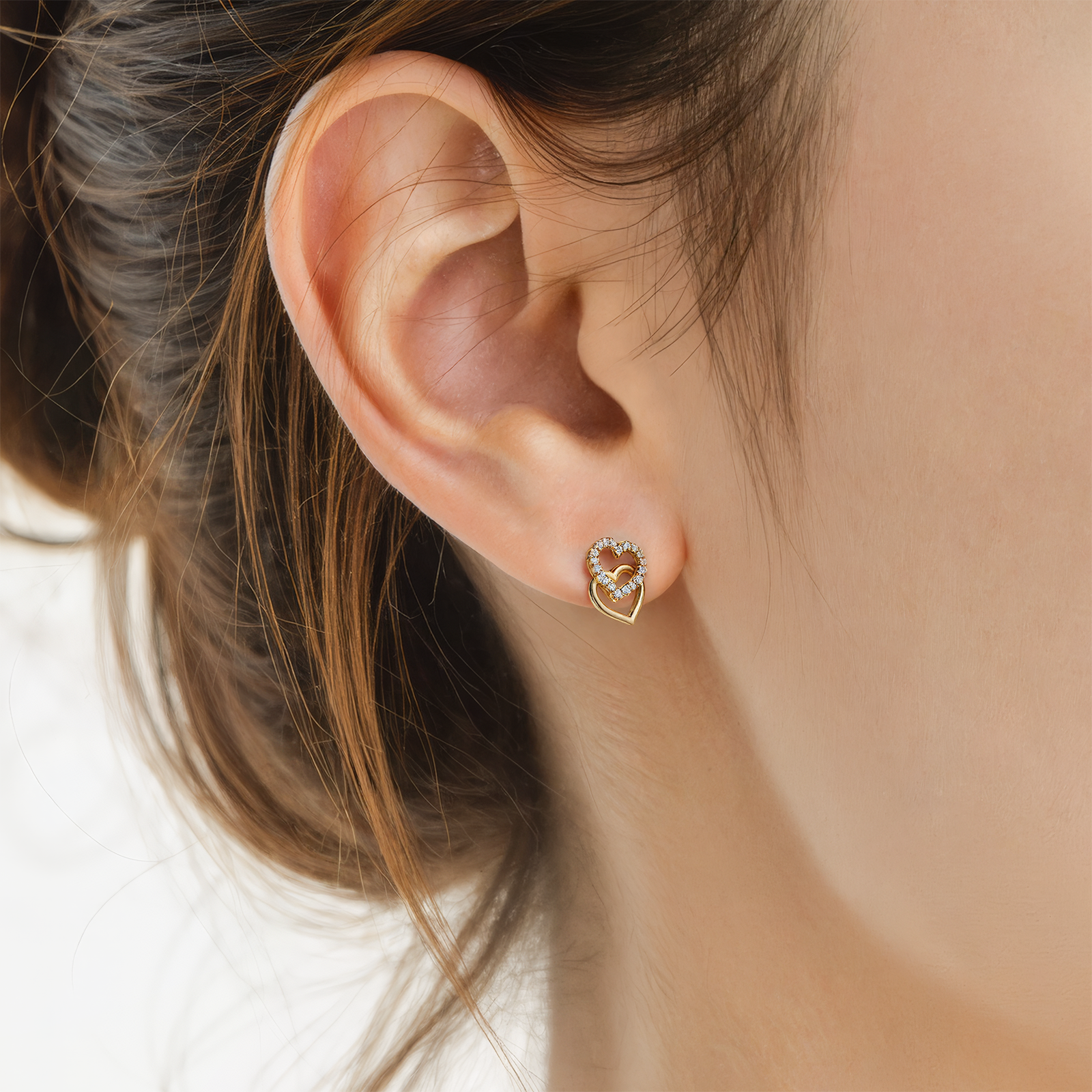 Kolczyki serduszka Savicki: złote, cyrkonie - 5