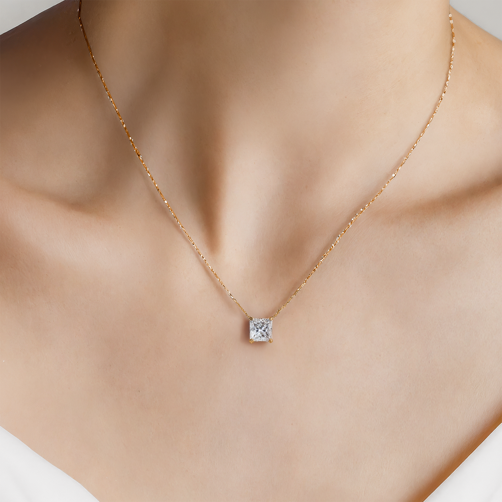 Kette Share Your Love: Gold, Labordiamant im Princess-Schliff - 4